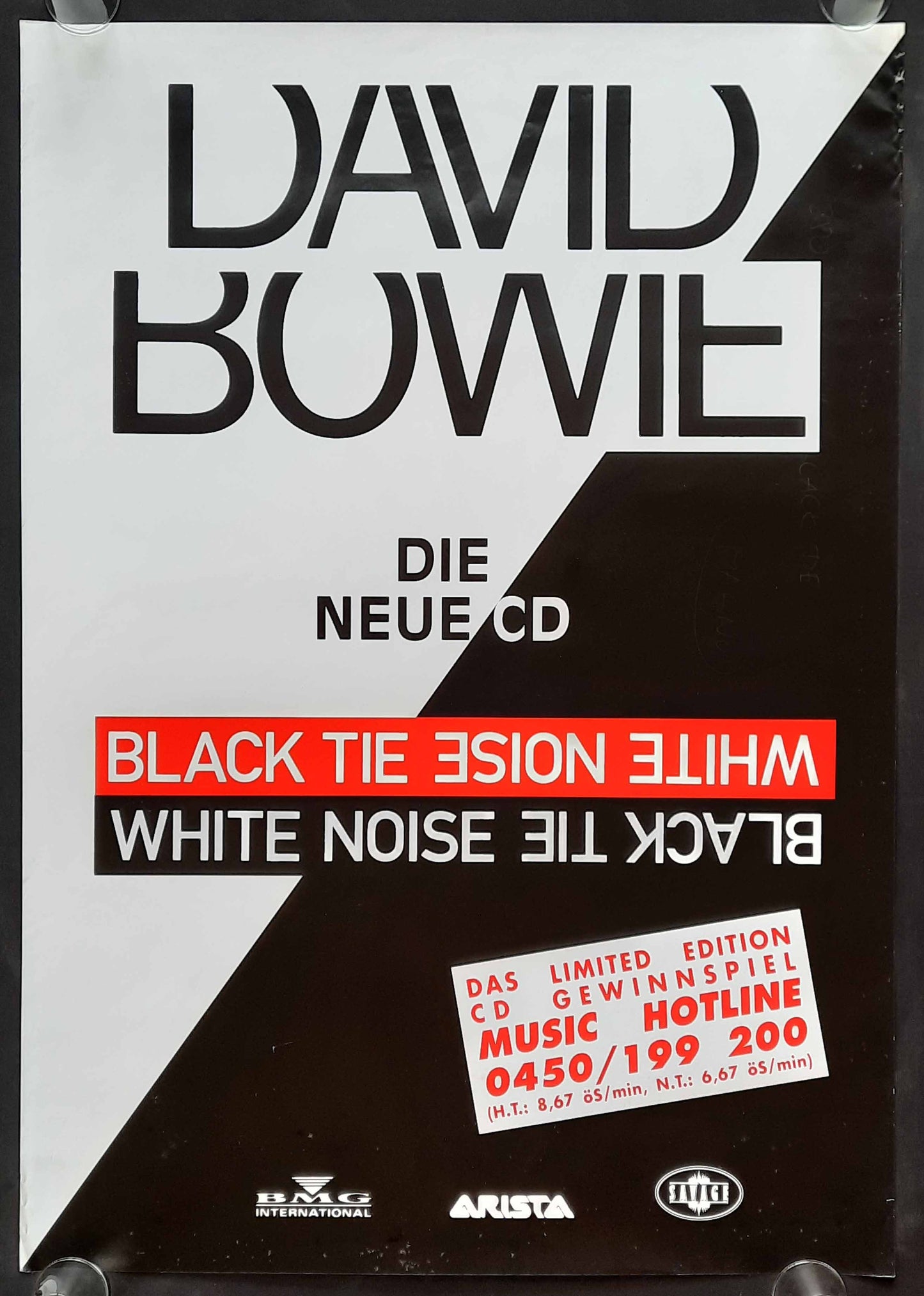 DAVID BOWIE Original Promotion Poster - 1993 Album "Black Tie White Noise" b/w version 1