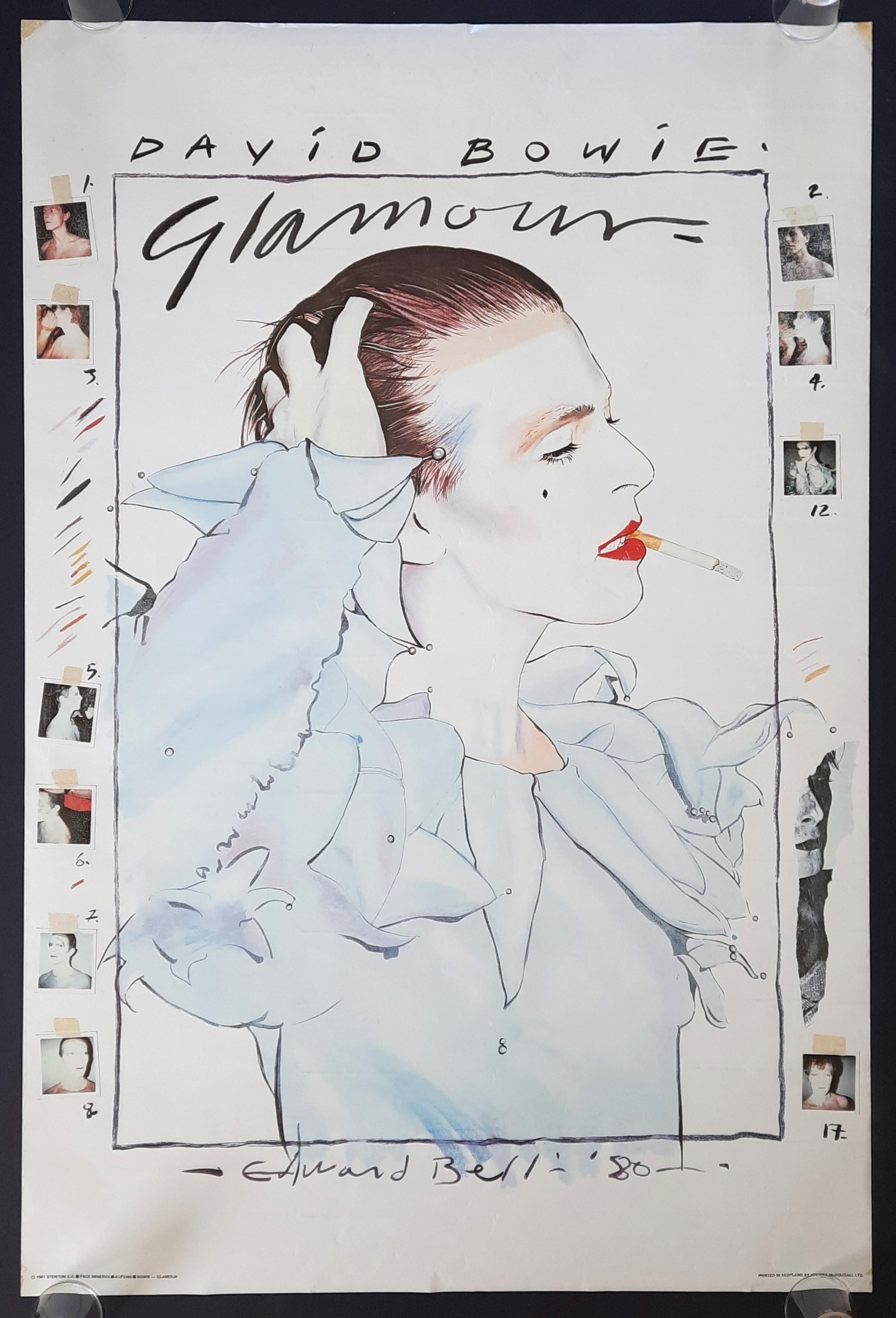 DAVID BOWIE Original Promotion Poster 1981 "GLAMOUR" by Edward Bell 1