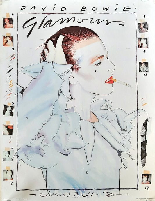 DAVID BOWIE Original Promotion Poster 1981 "GLAMOUR" by Edward Bell V2