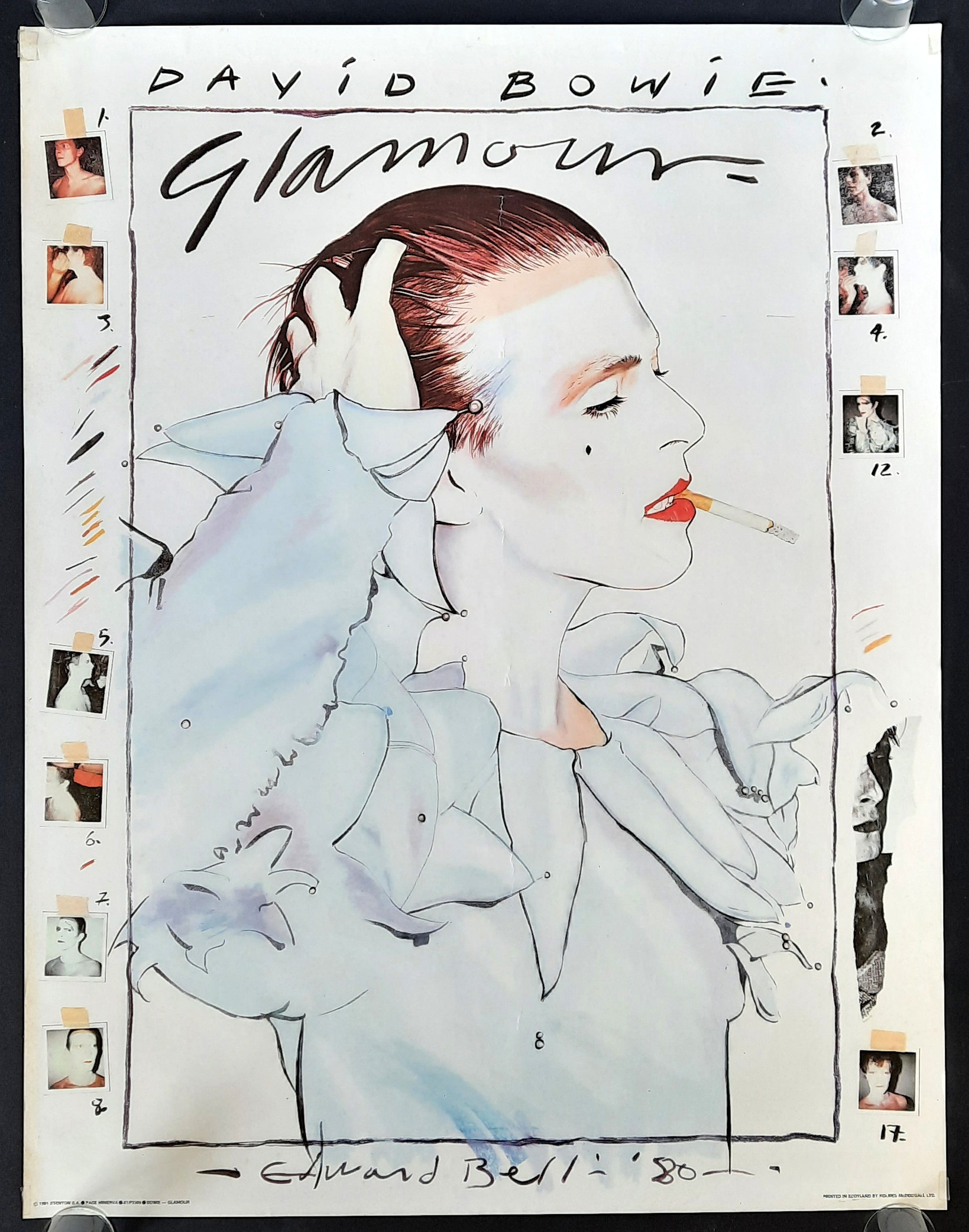 DAVID BOWIE Original Promotion Poster 1981 "GLAMOUR" by Edward Bell V2 1