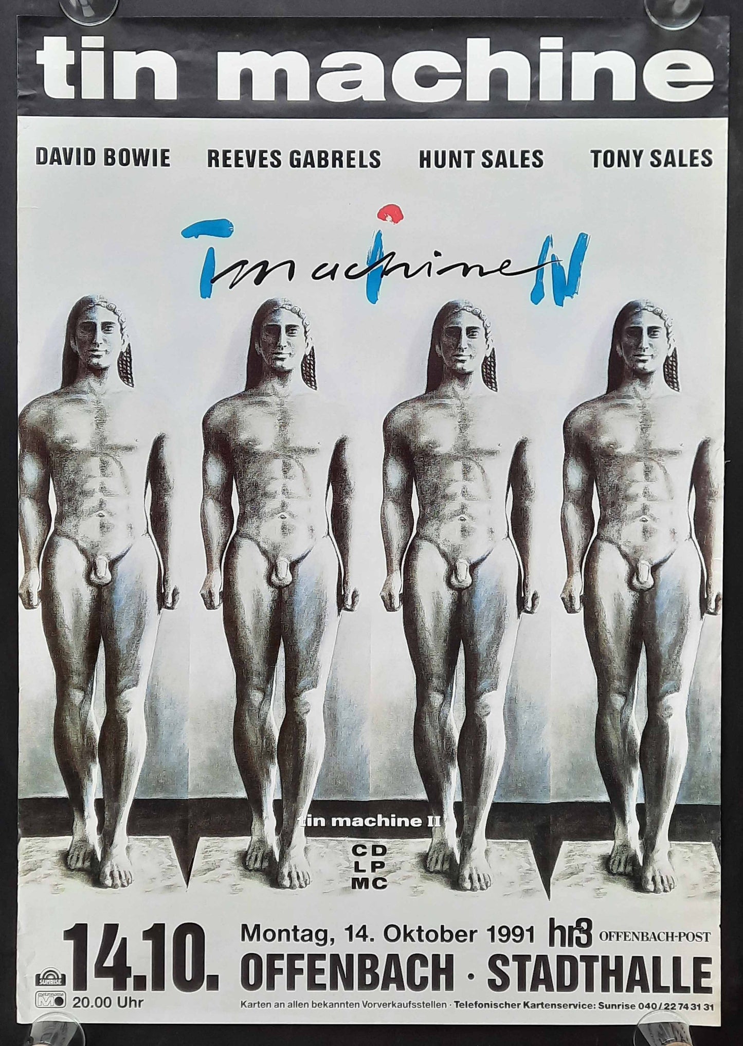 DAVID BOWIE Tin Machine Original Concert Poster October 14, 1991 Offenbach Germany 1
