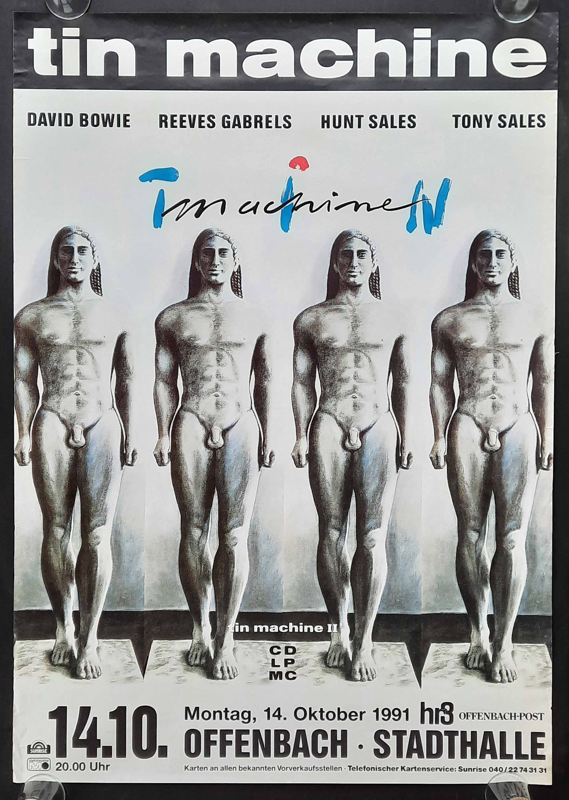 DAVID BOWIE Tin Machine Original Concert Poster October 14, 1991 Offenbach Germany 1