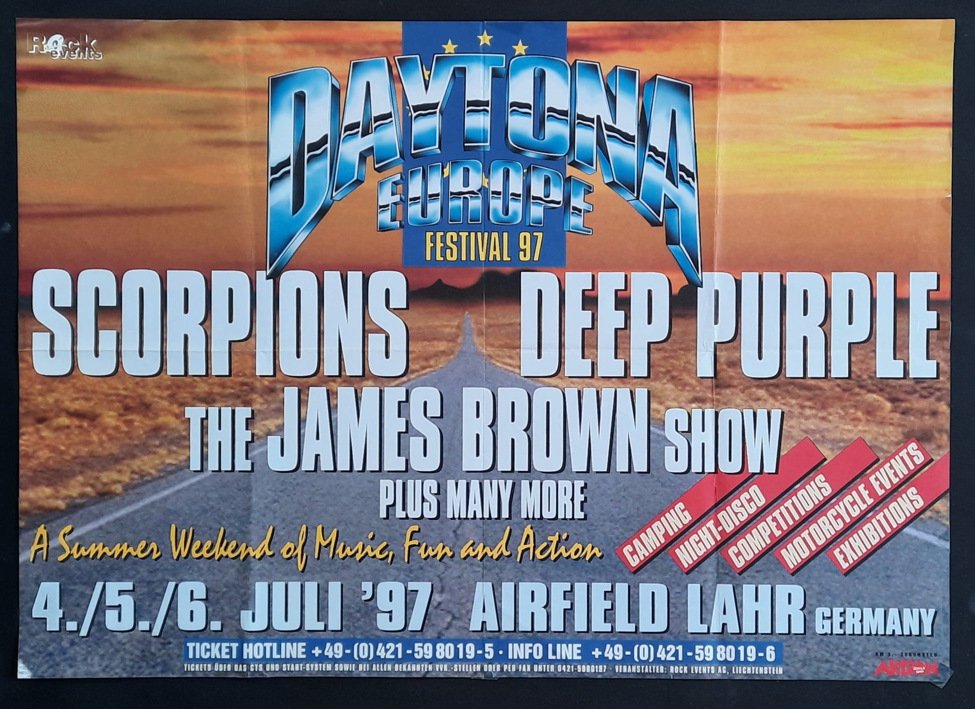 DAYTONA EUROPE FESTIVAL Original Concert Poster July 4, 1997 Lahr Germany DEEP PURPLE SCORPIONS
