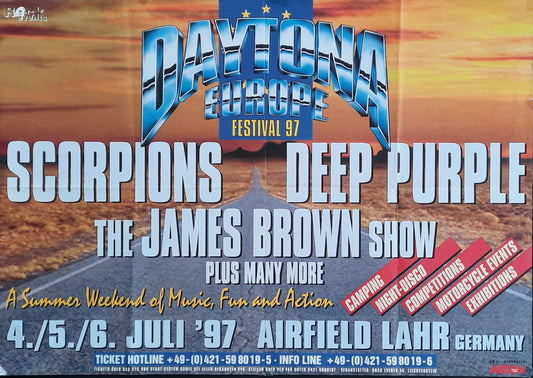 DAYTONA EUROPE FESTIVAL Original Concert Poster July 4, 1997 Lahr Germany DEEP PURPLE SCORPIONS 1