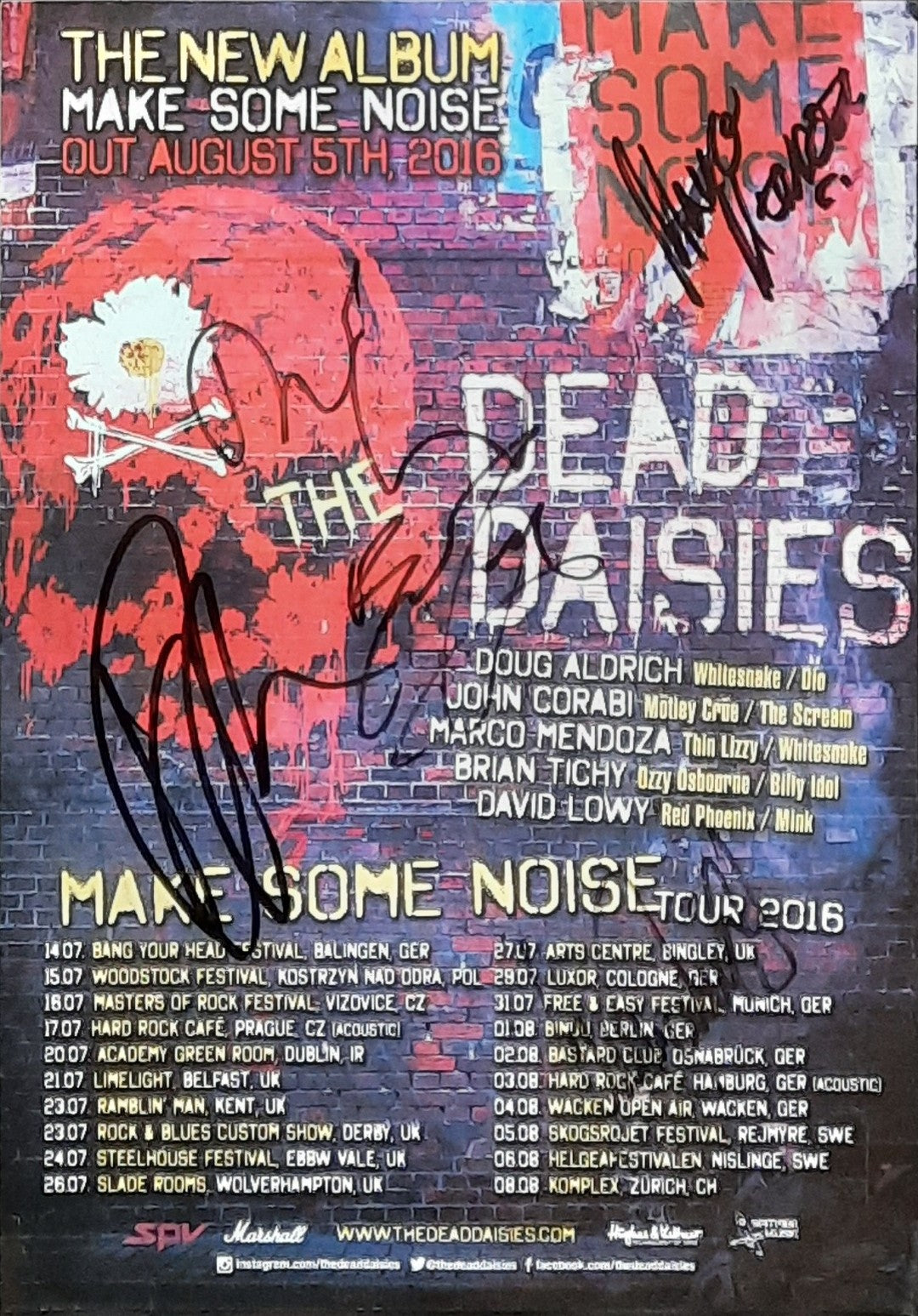 DEAD DAISIES 2016 Original Concert Poster - Make Some Noise Tour Europe SIGNED