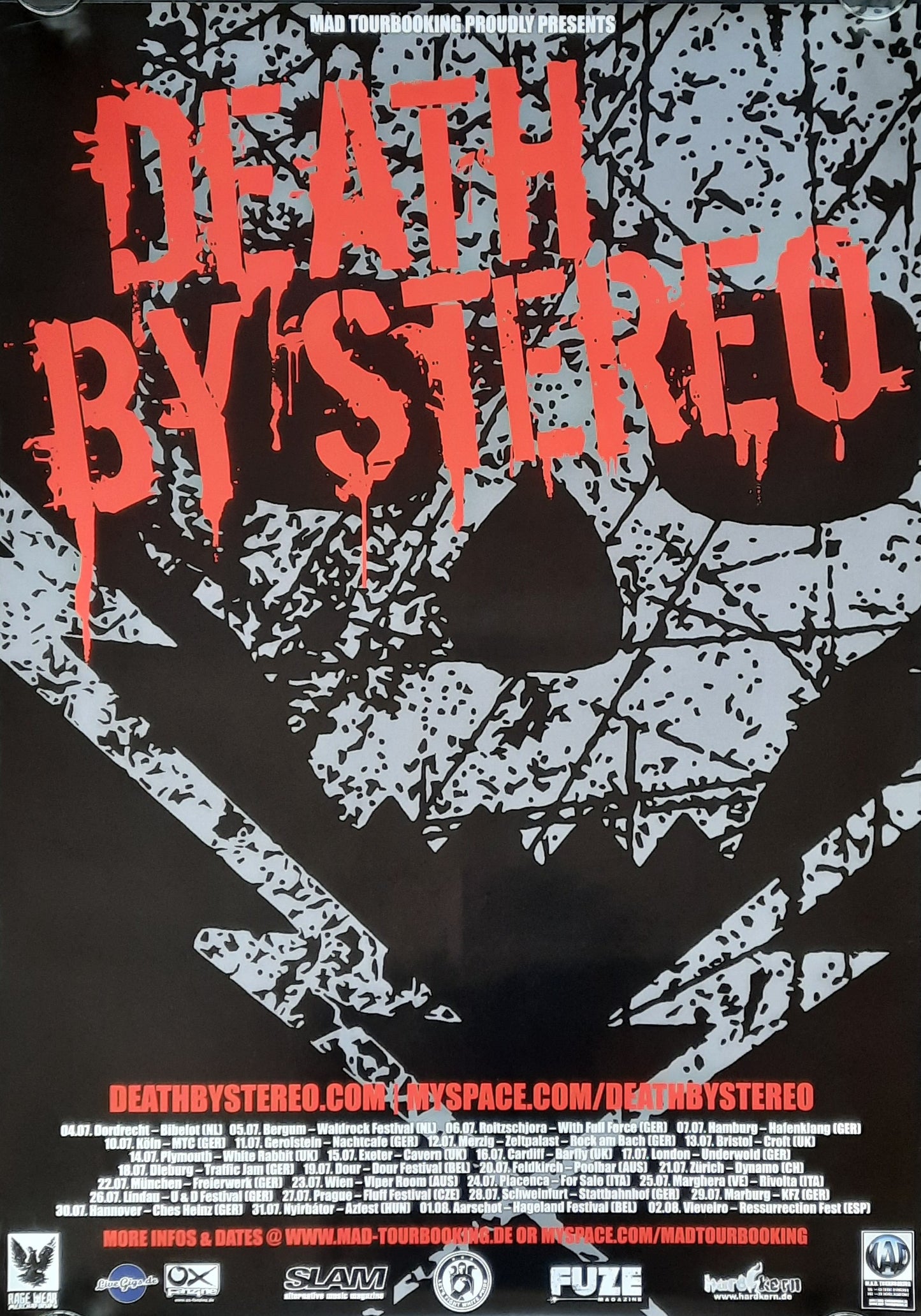 DEATH BY STEREO Original Concert Poster 2000s European Tour