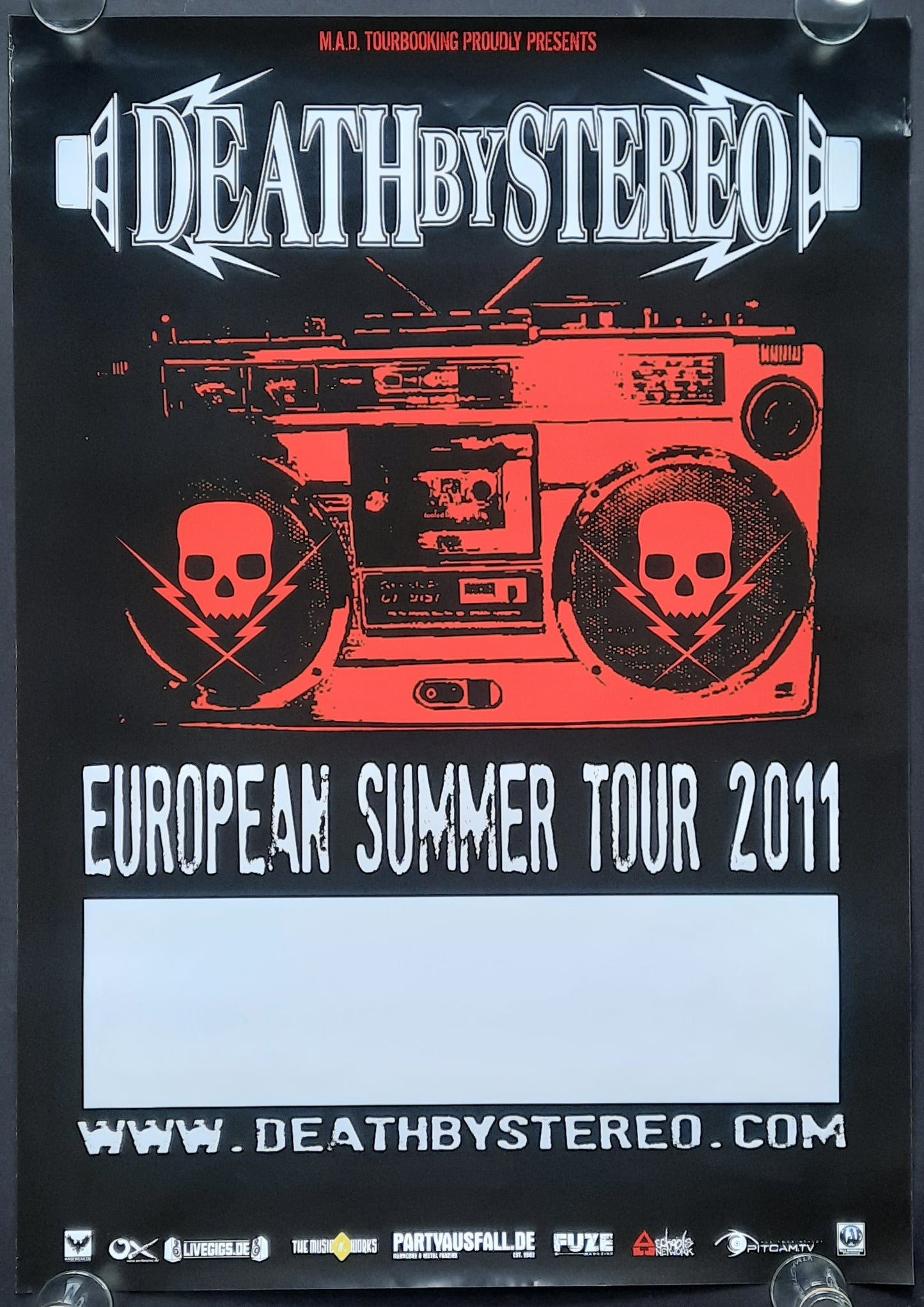 DEATH BY STEREO Original Concert Poster (blank) 2011 European Tour