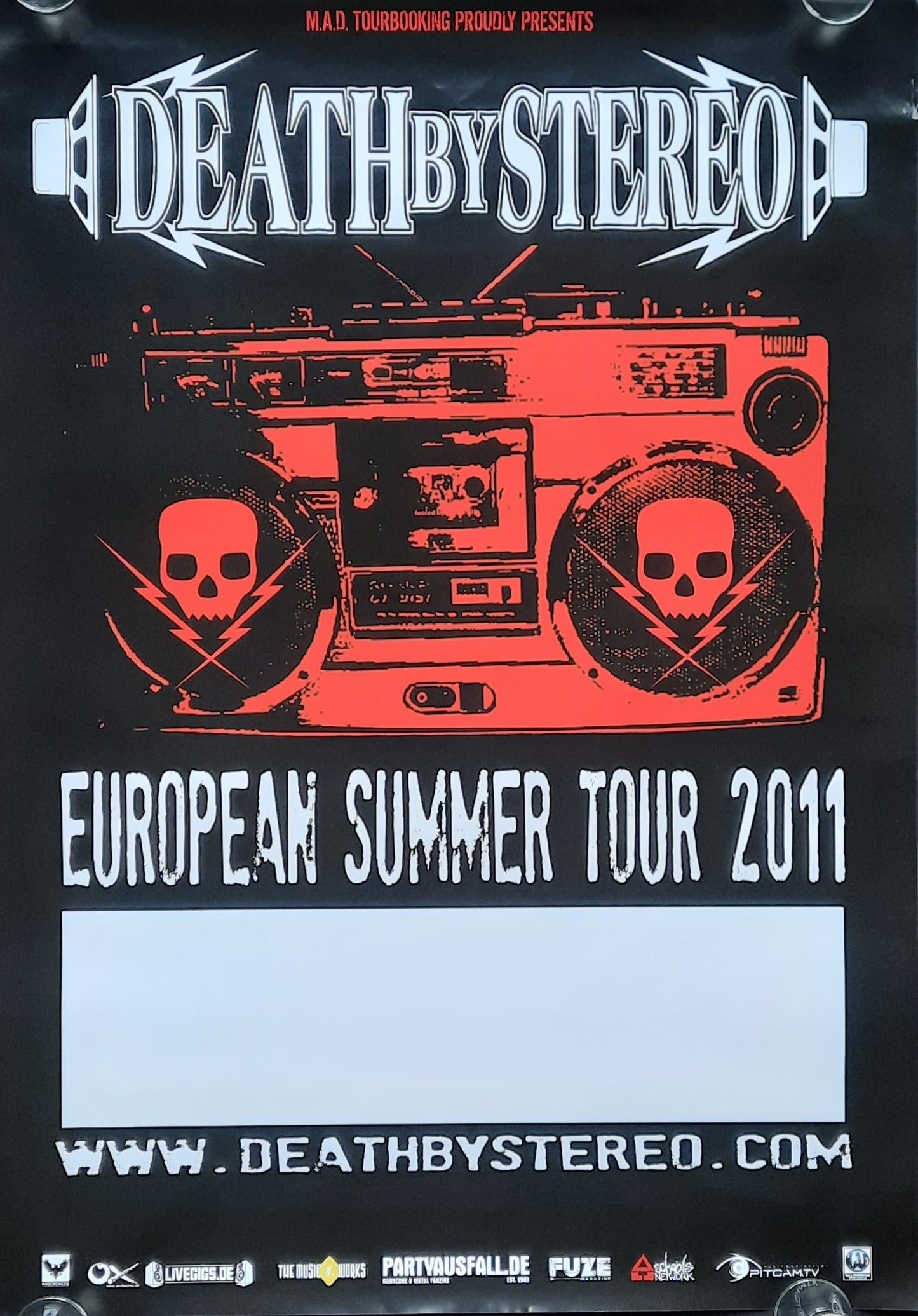 DEATH BY STEREO Original Concert Poster (blank) 2011 European Tour 1