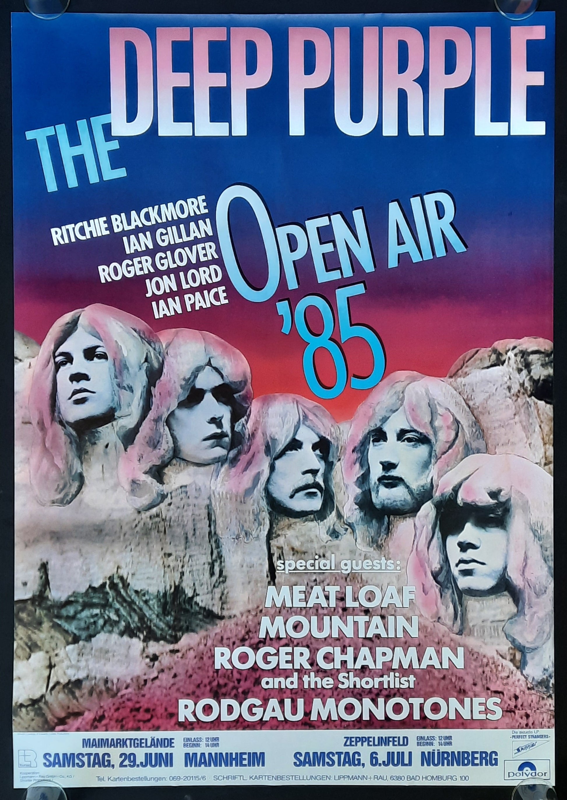 DEEP PURPLE Original Concert Poster 1985 Mannheim Nuremberg Germany