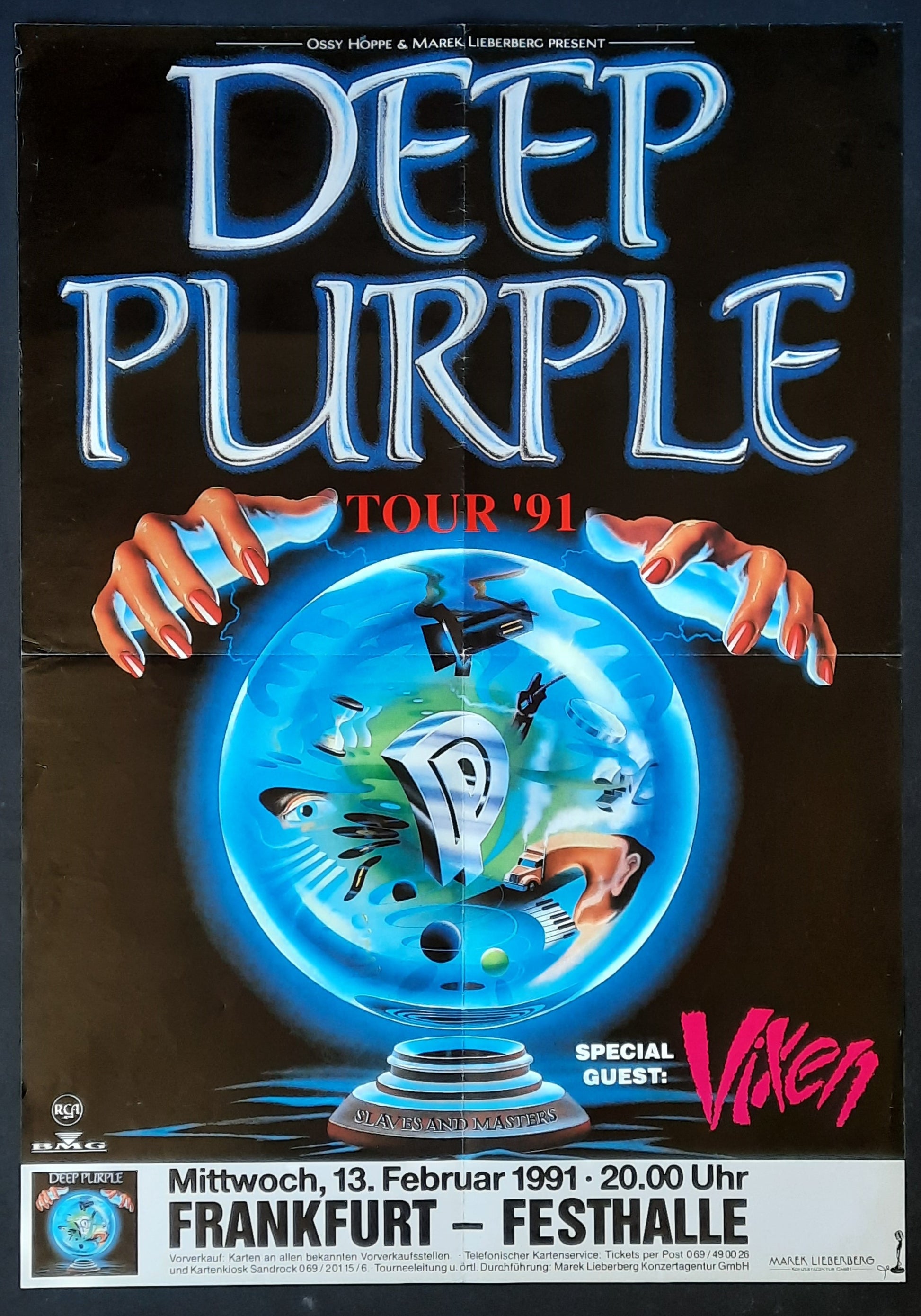 DEEP PURPLE Original Concert Poster February 13, 1991 Frankfurt Germany 1
