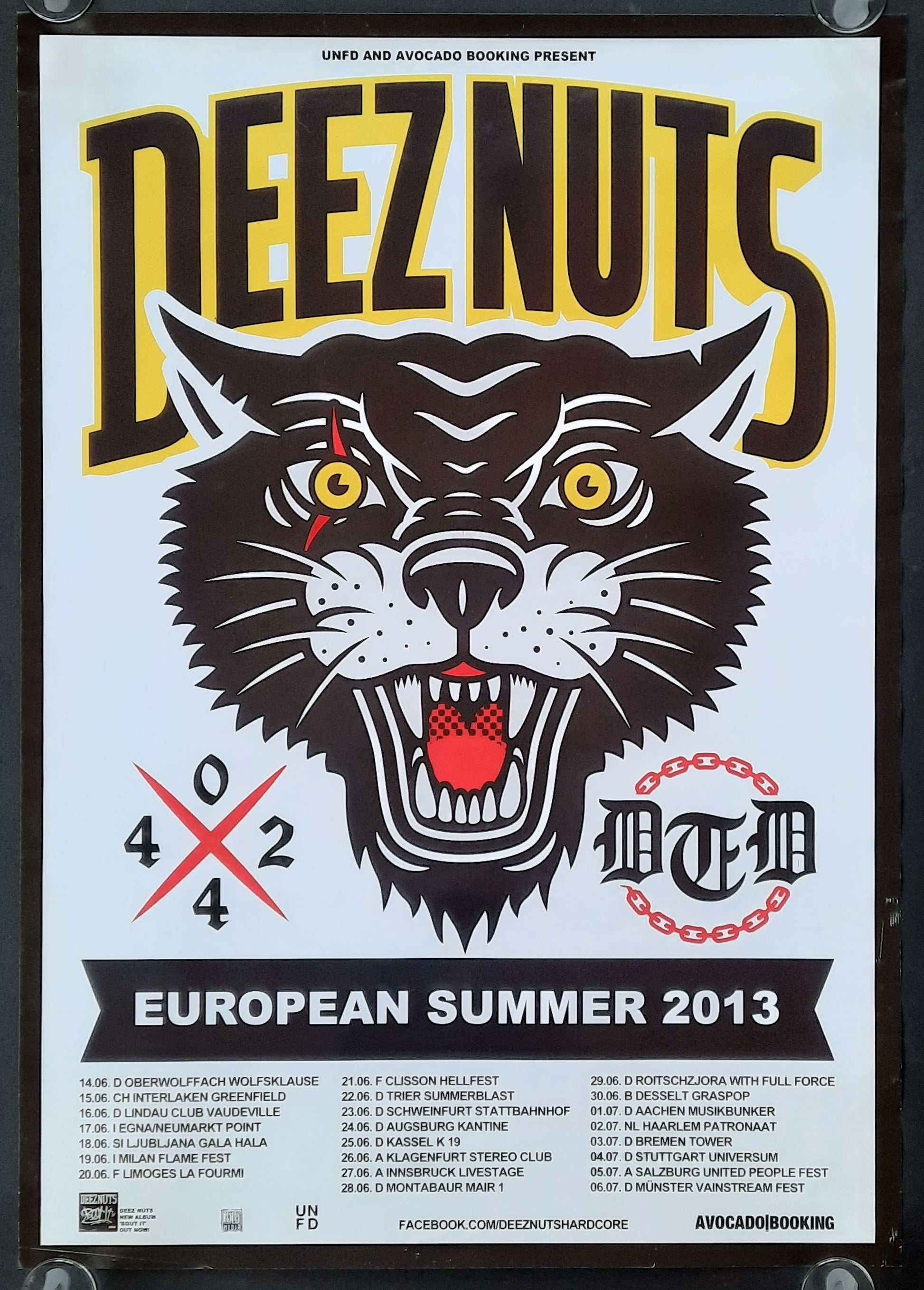 DEEZ NUTS Original Concert Poster 2013 European Tour