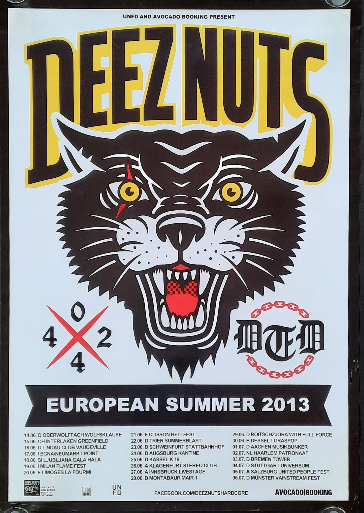 DEEZ NUTS Original Concert Poster 2013 European Tour