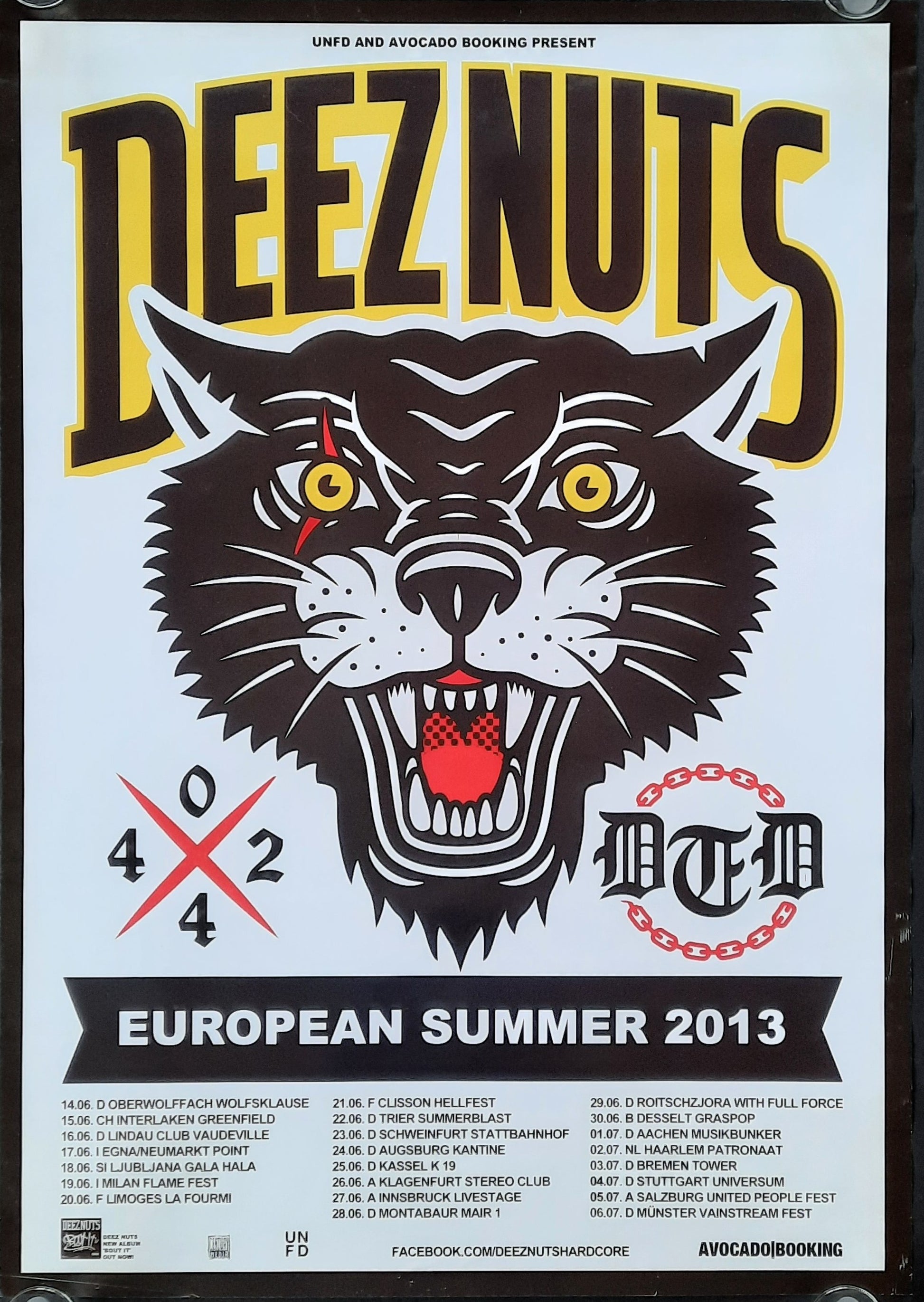 DEEZ NUTS Original Concert Poster 2013 European Tour