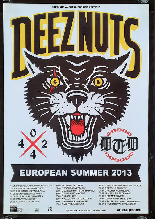 DEEZ NUTS Original Concert Poster 2013 European Tour