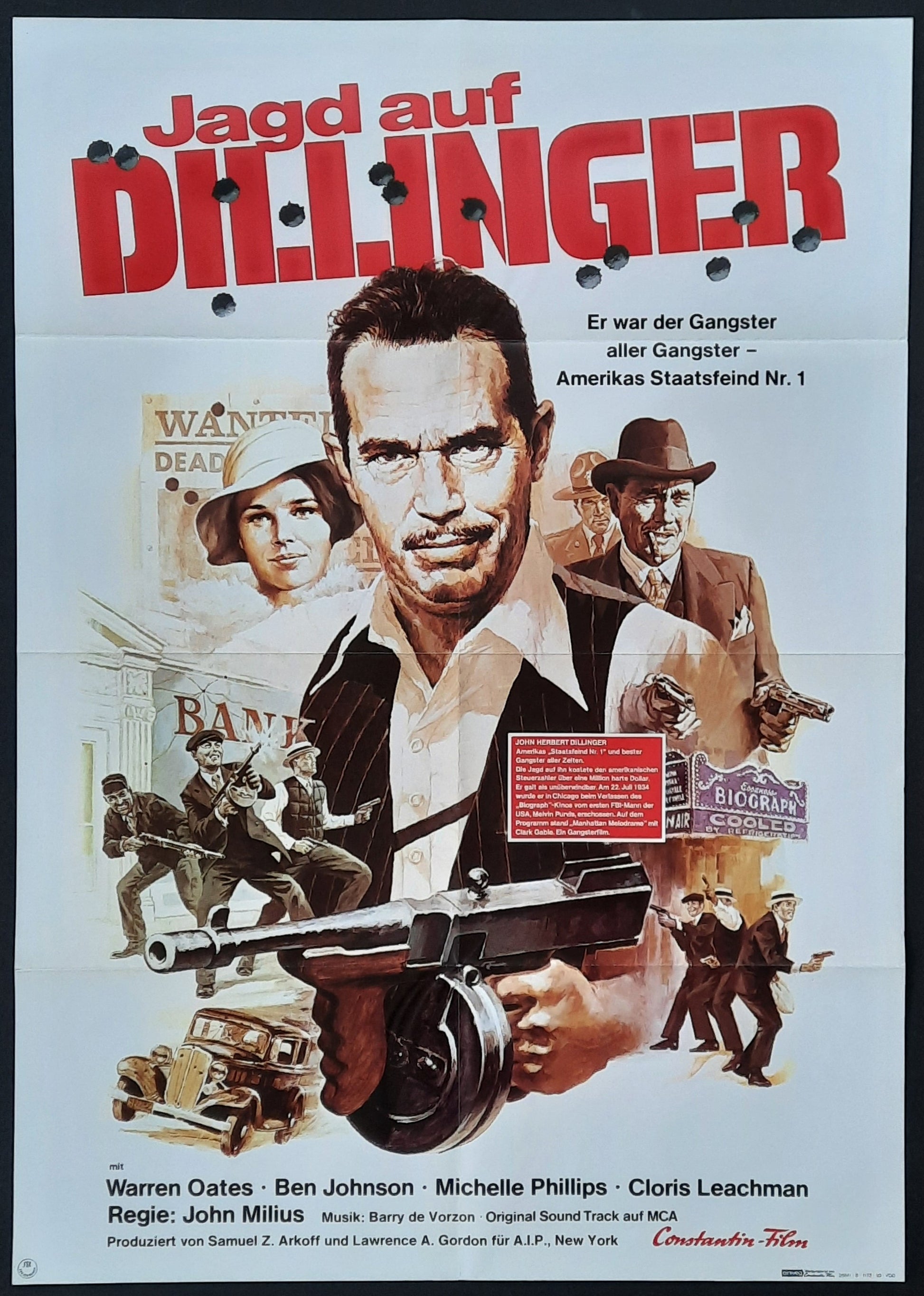 DILLINGER Original Movie Poster 1973 Warren Oates German 1-Sheet Poster