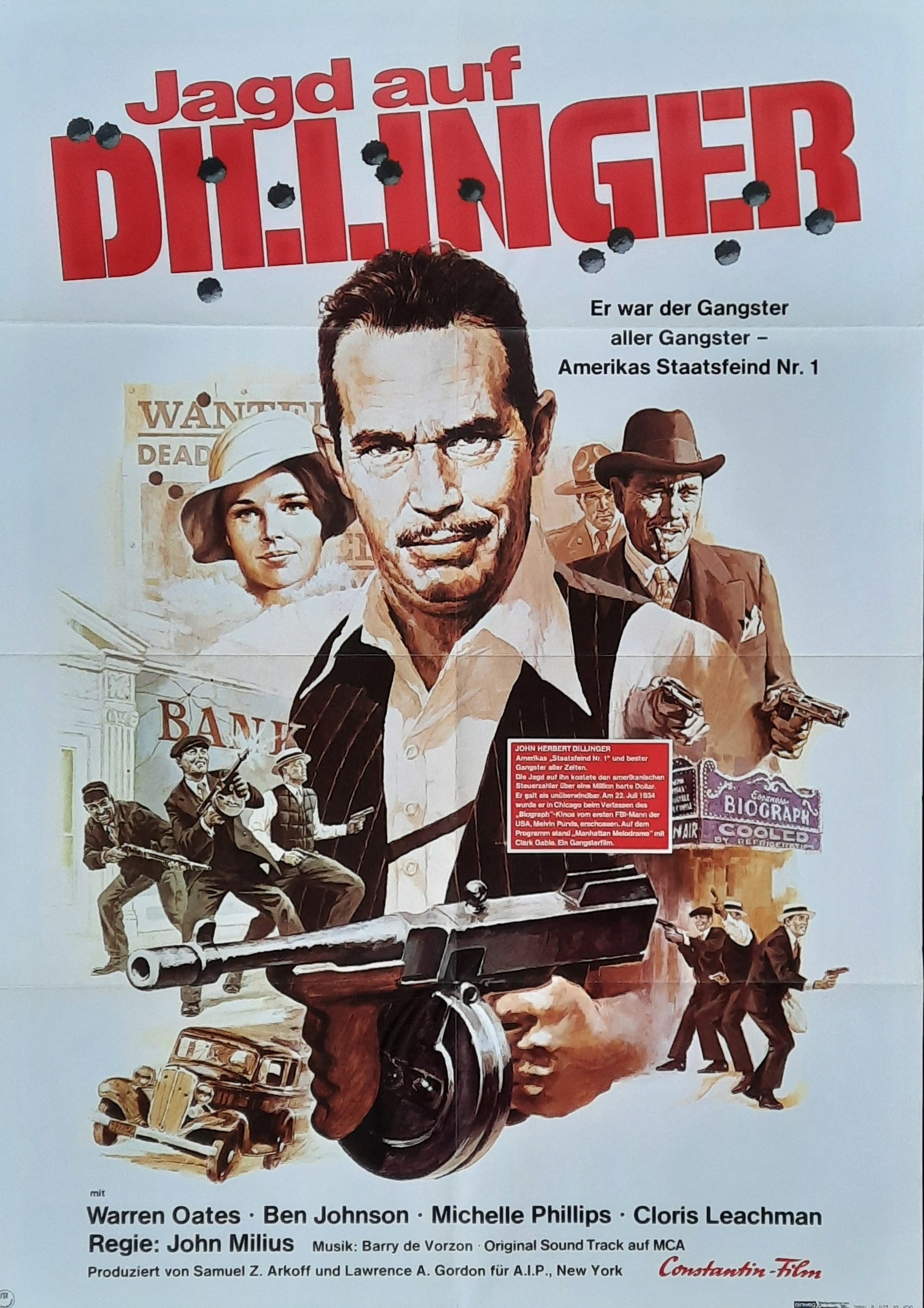 DILLINGER Original Movie Poster 1973 Warren Oates German 1-Sheet Poster
