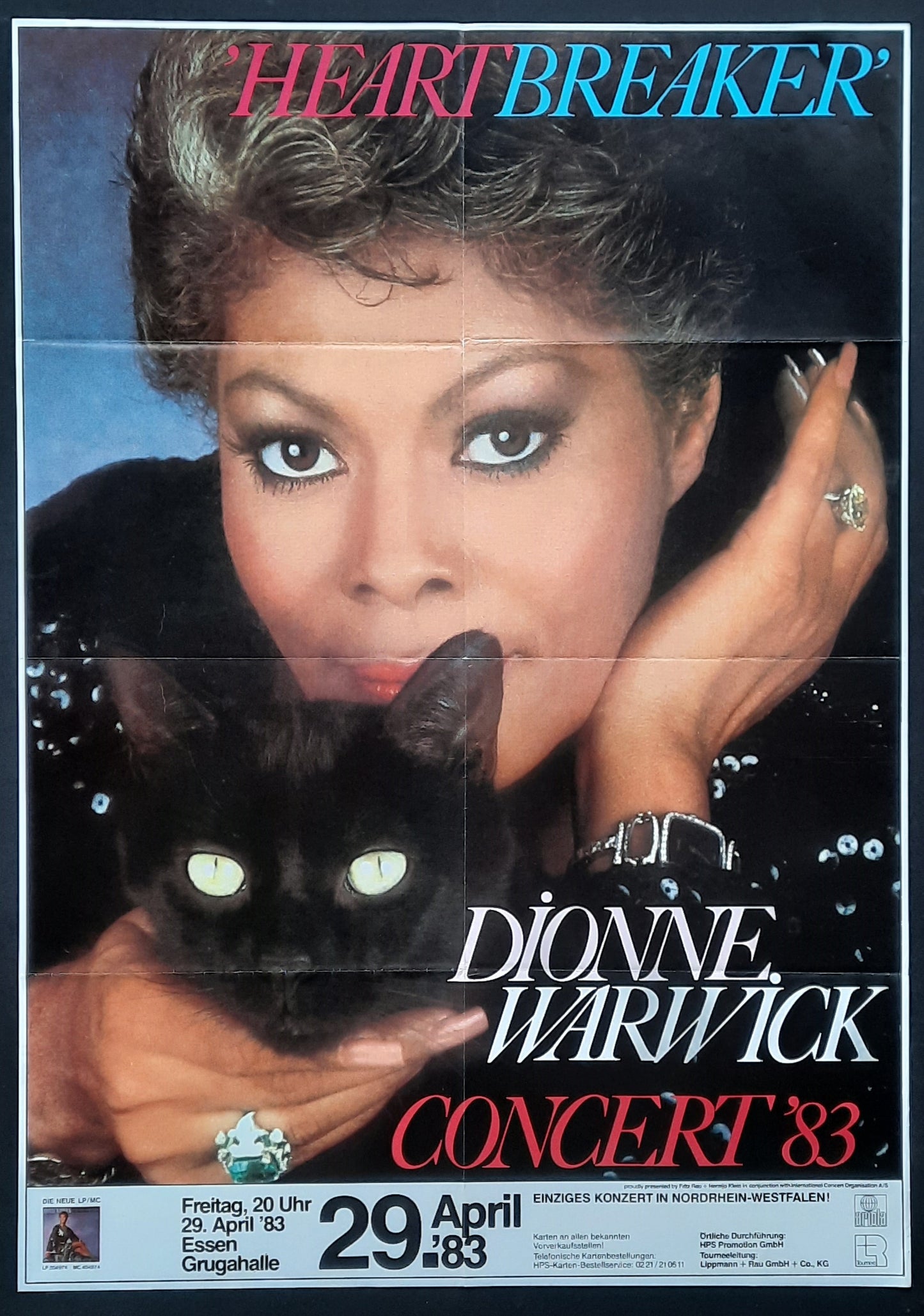 DIONNE WARWICK Original Concert Poster April 29, 1983 Essen Germany