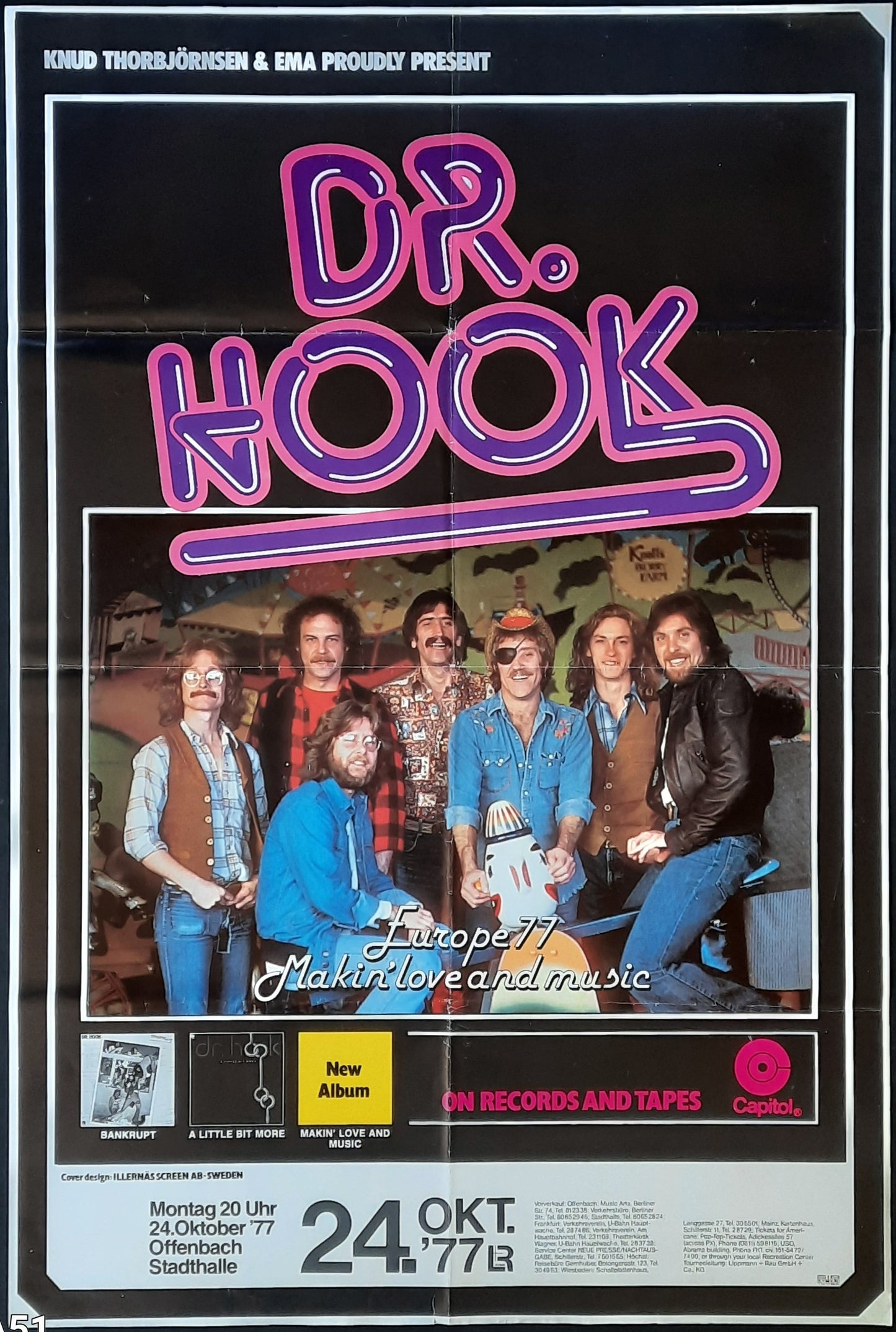 DR. HOOK Original Concert Poster October 24, 1977 Offenbach Germany 1