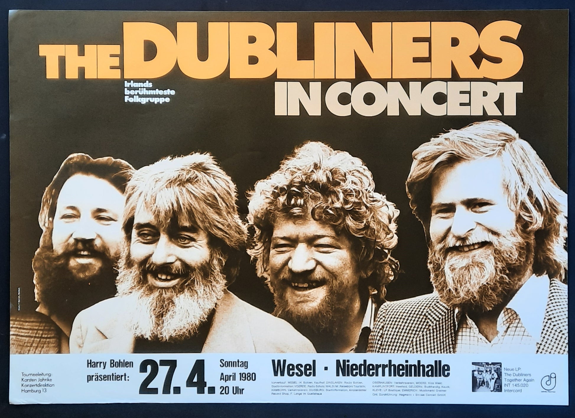 DUBLINERS Original Concert Poster April 27, 1980 Wesel Germany