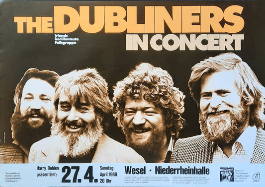 DUBLINERS Original Concert Poster April 27, 1980 Wesel Germany