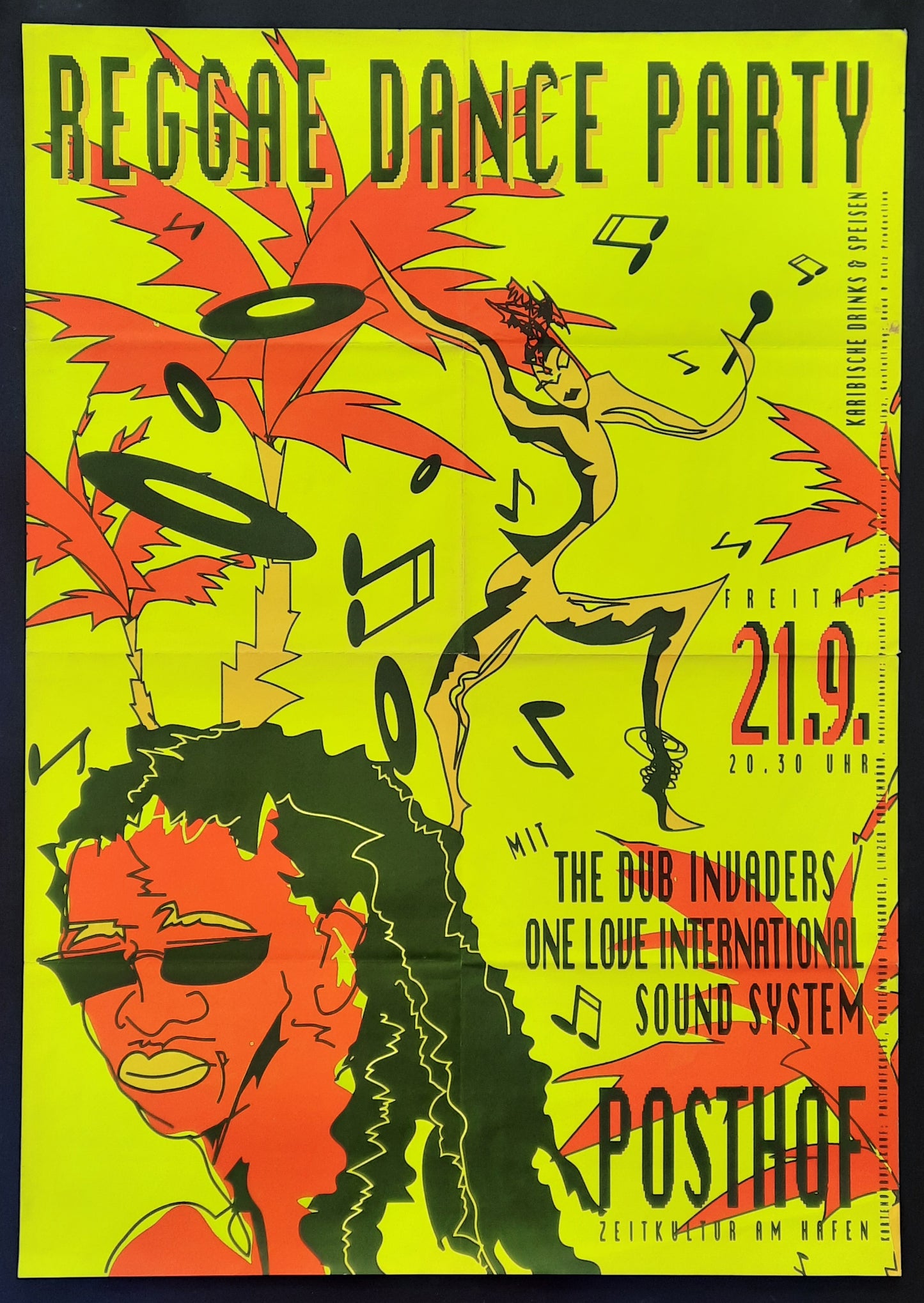 DUB INVADERS 1990 Original Concert Poster September 21, 1990 Linz Austria1