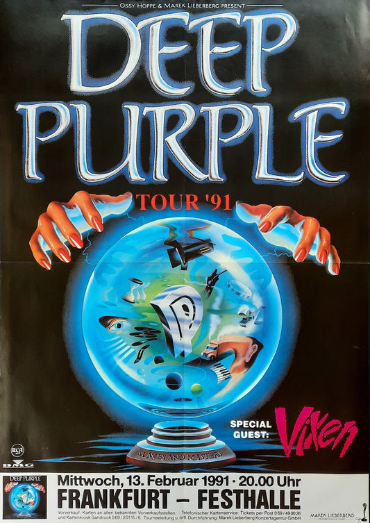 DEEP PURPLE 1991 Concert Poster Frankfurt Germany 1st print! SUBWAY POSTER!