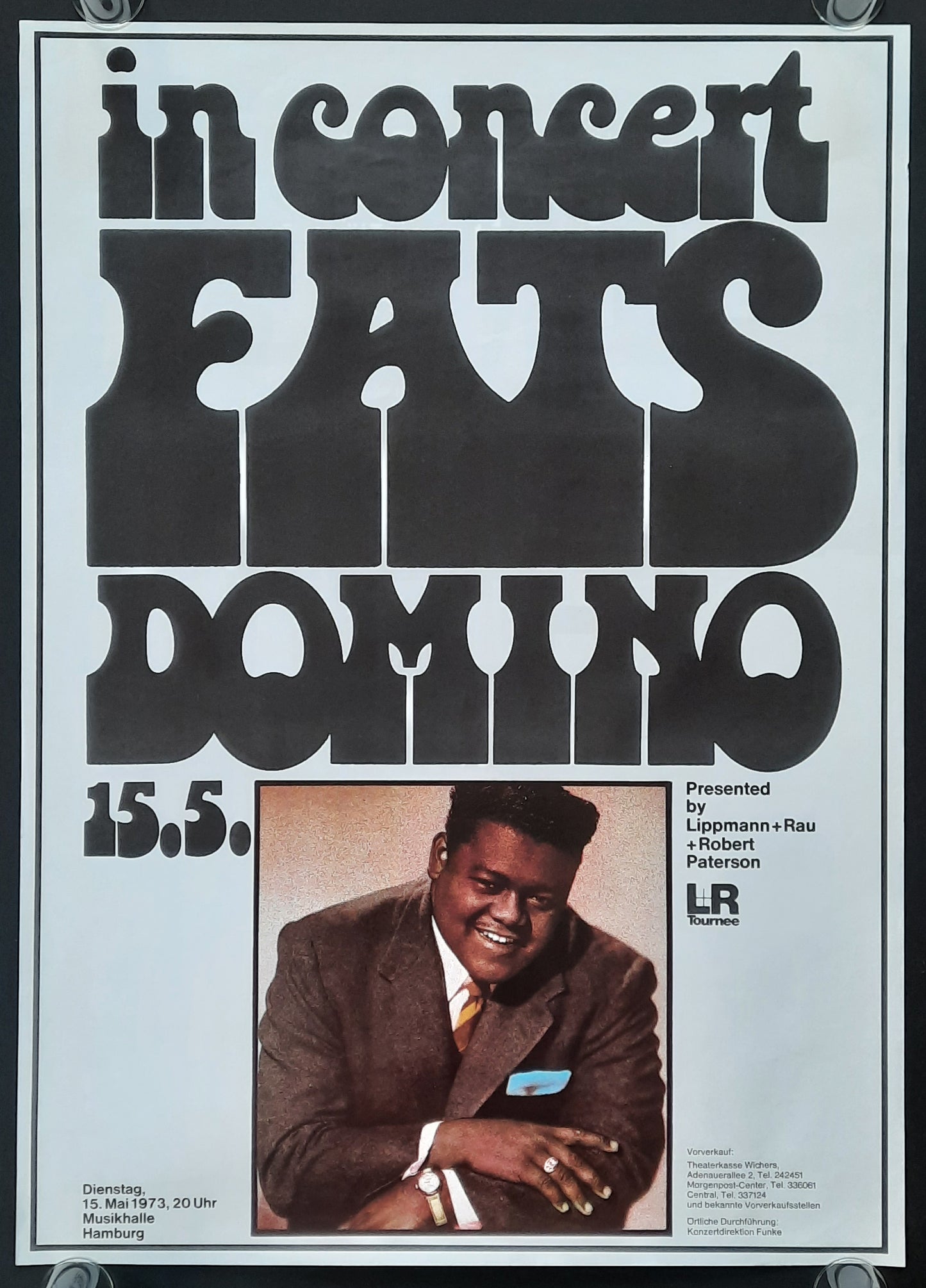 FATS DOMINO 1973 Concert Poster May 15th Hamburg Germany 1st print