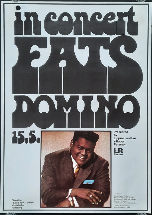 FATS DOMINO 1973 Concert Poster May 15th Hamburg Germany 1st print