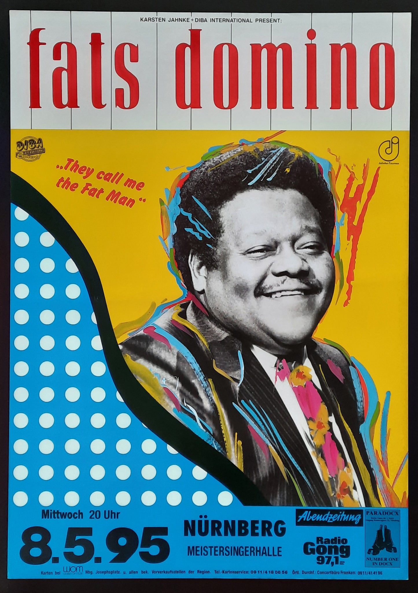 FATS DOMINO 1995 Concert Poster May 8th Nürnberg Germany 1st print