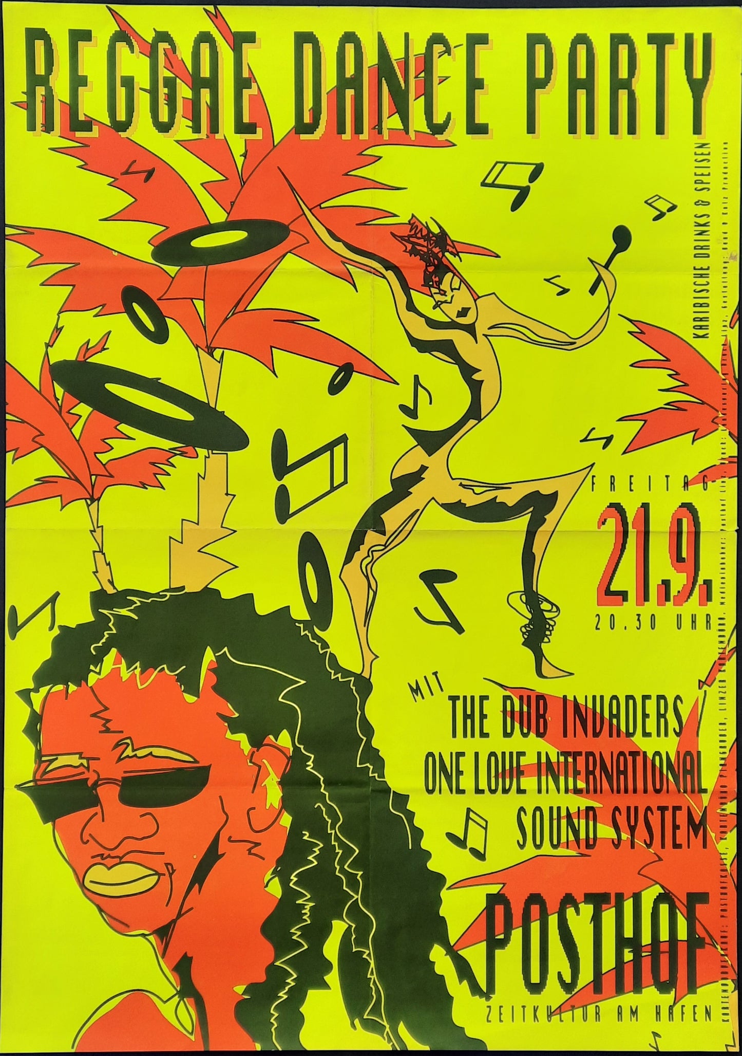 DUB INVADERS 1990 Concert Poster Sep 21st Linz Austria 1st print