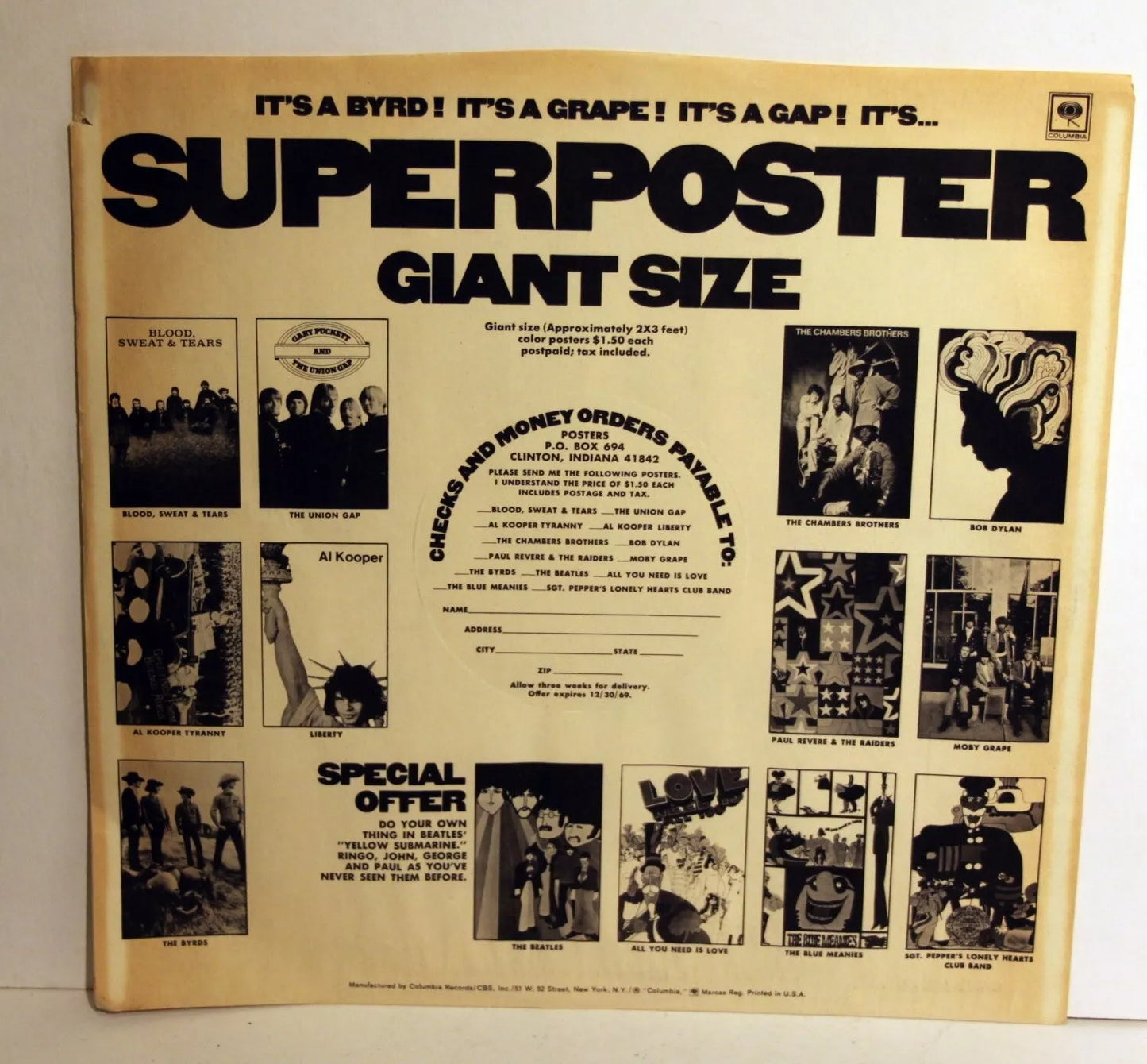 BOB DYLAN Original Promotion Poster 1966 by Milton Glaser NO MACHINE FOLDS
