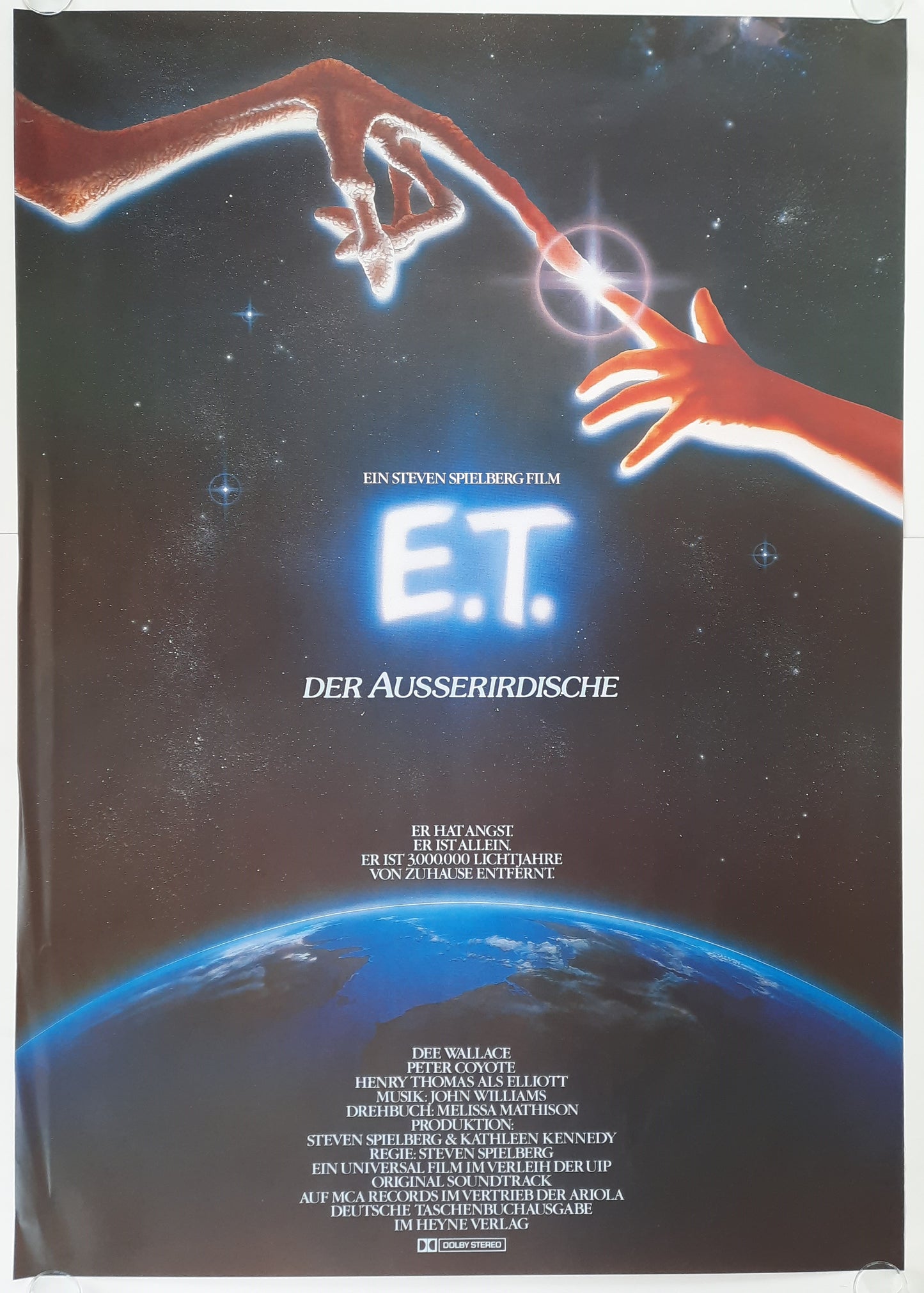 E.T. THE EXTRA-TERRESTRIAL 1982 Steven Spielberg German 2-Sheet Movie Poster 33 x 46 SUBWAY POSTER ROLLED Design by John Alvin