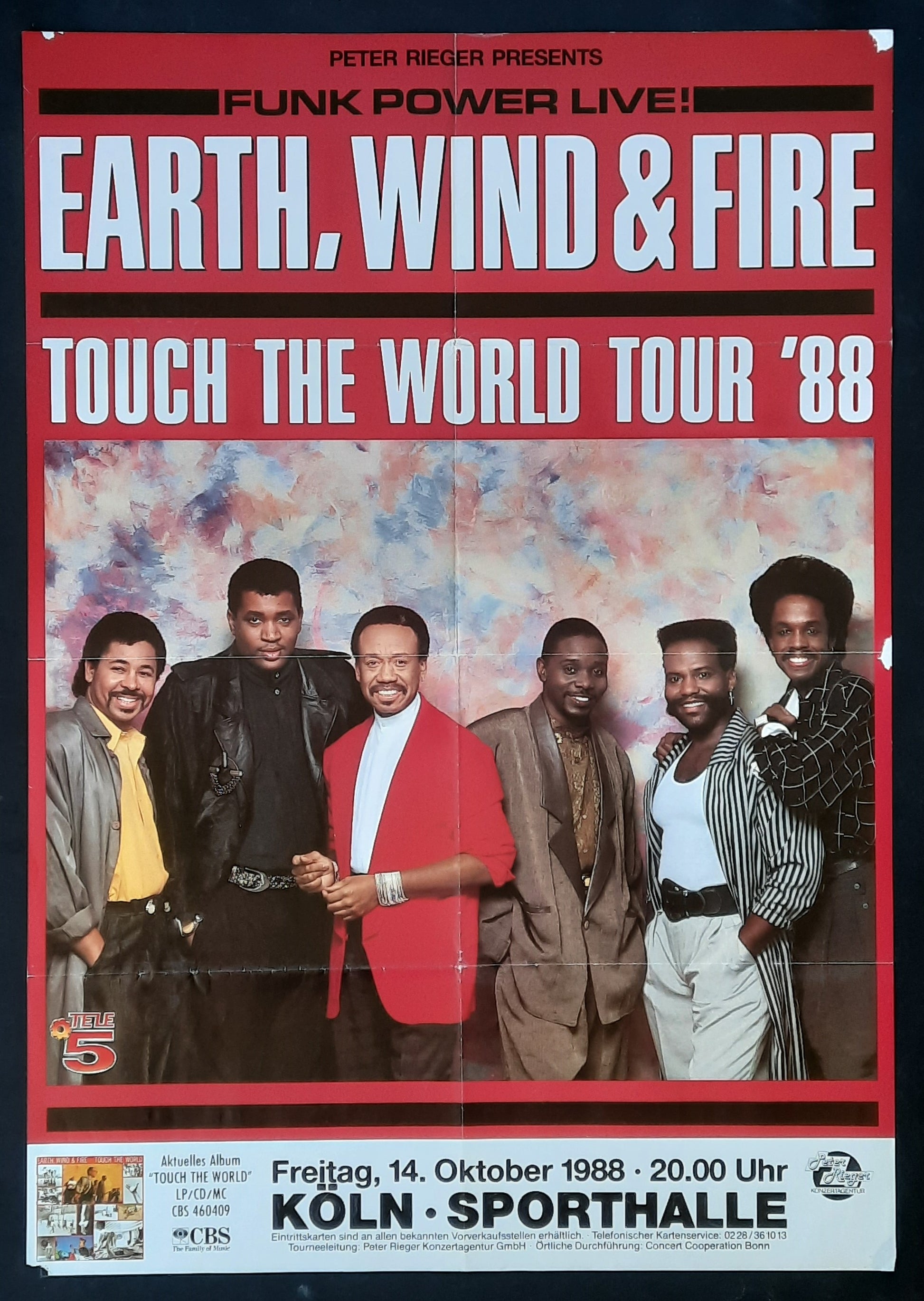 EARTH WIND & FIRE Original Concert Poster October 14, 1988 Cologne Germany 1
