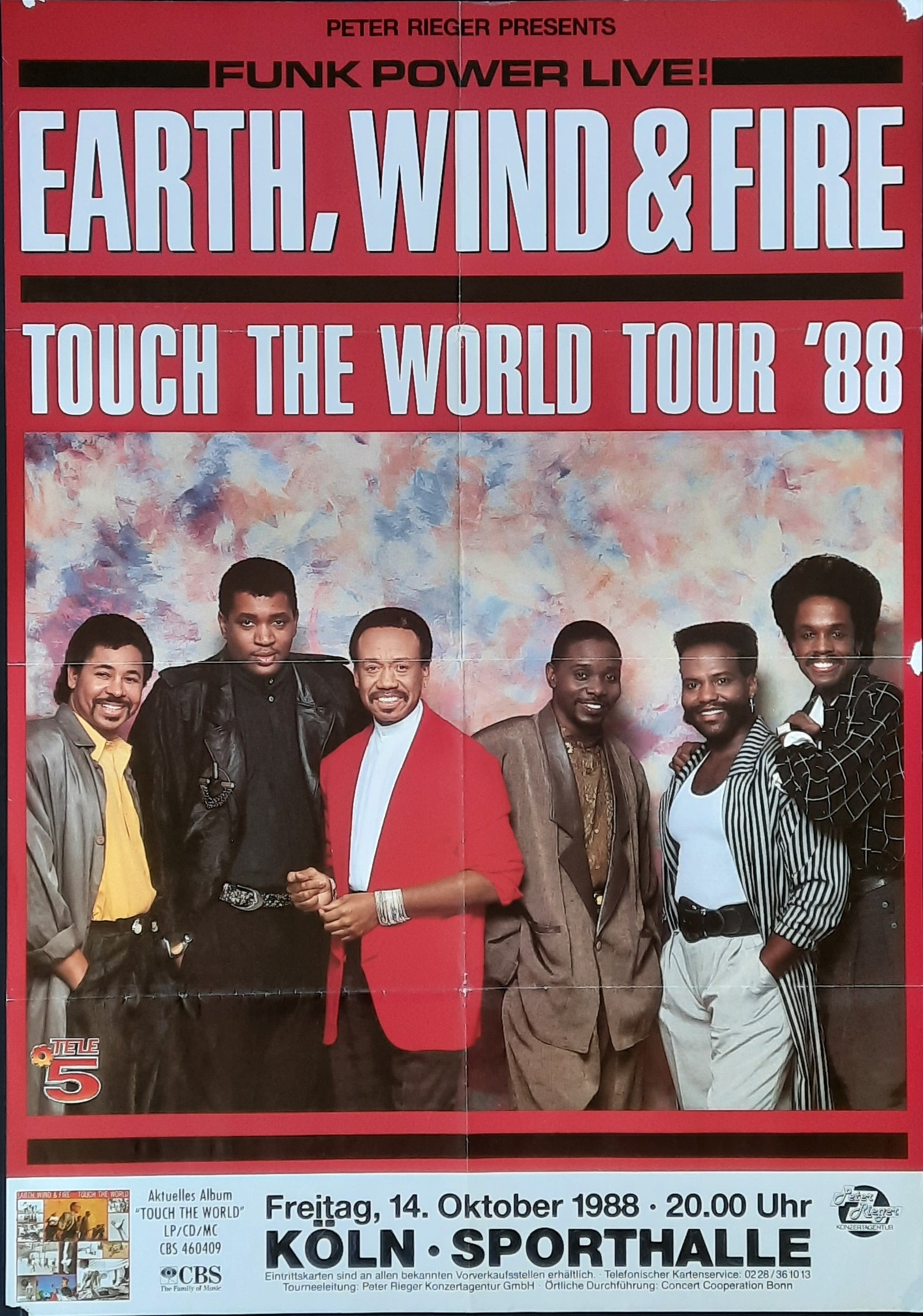 EARTH WIND & FIRE Original Concert Poster October 14, 1988 Cologne Germany 1