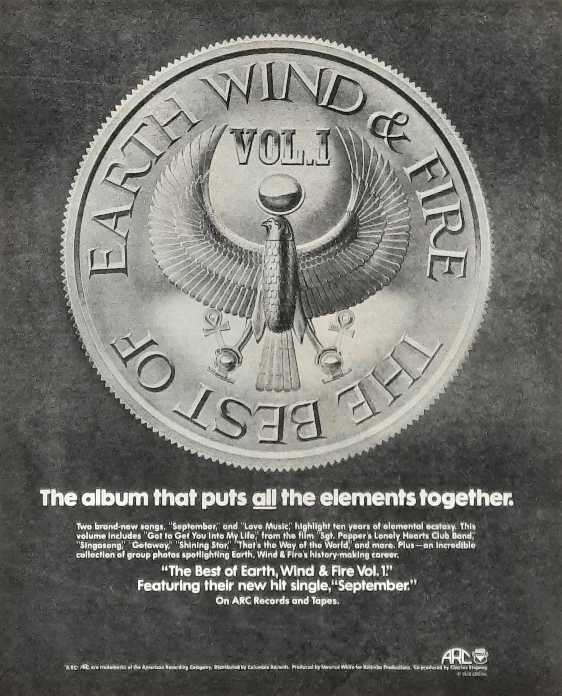 EARTH WIND & FIRE Original Press Ad/Poster - 1978 Album "Best of Vol 1"