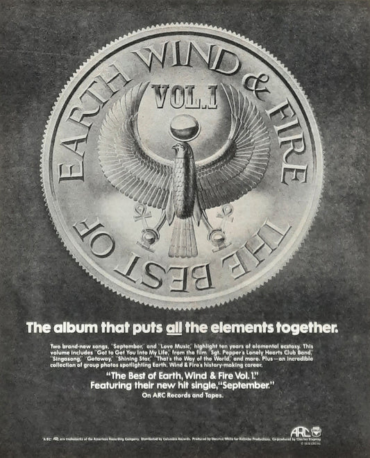 EARTH WIND & FIRE Original Press Ad/Poster - 1978 Album "Best of Vol 1"