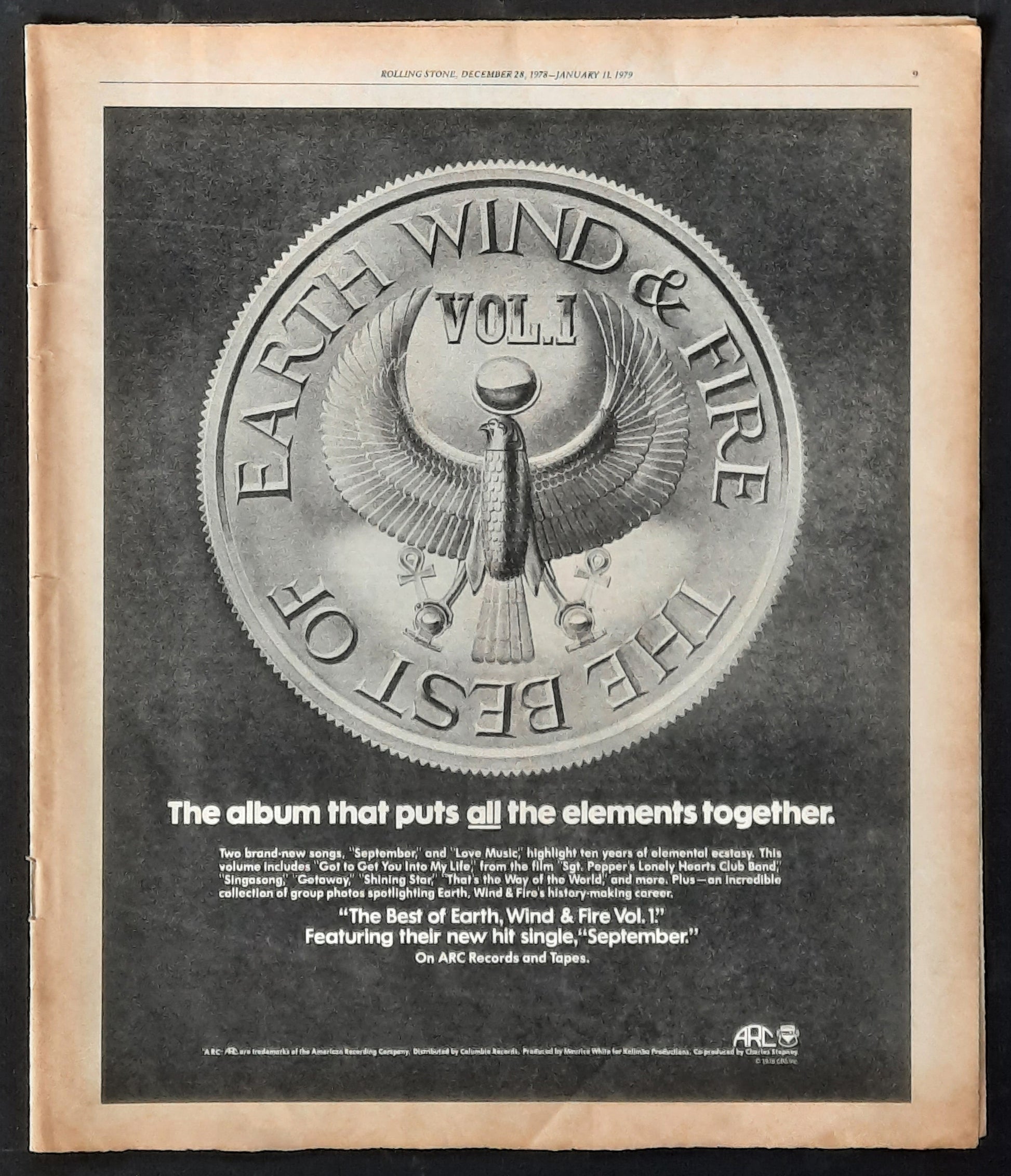 EARTH WIND & FIRE Original Press Ad/Poster - 1978 Album "Best of Vol 1" 1
