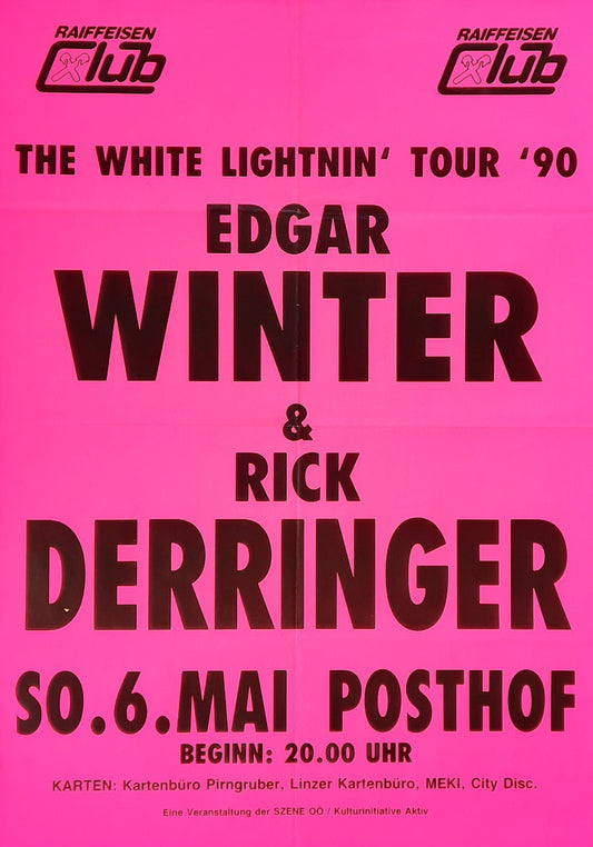 EDGAR WINTER RICK DERRINGER Original Concert Poster May 6. 1992 Linz Austria