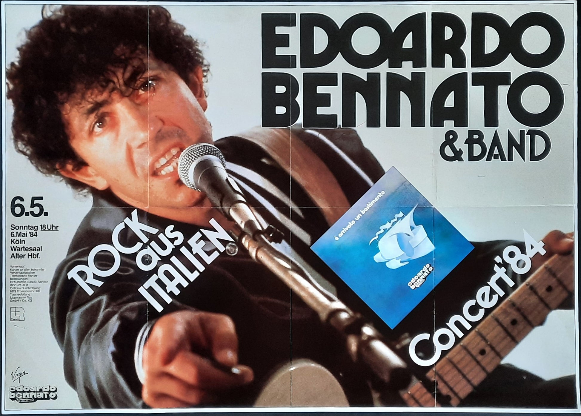 EDOARDO BENNATO Original Concert Poster May 6, 1984 Cologne Germany
