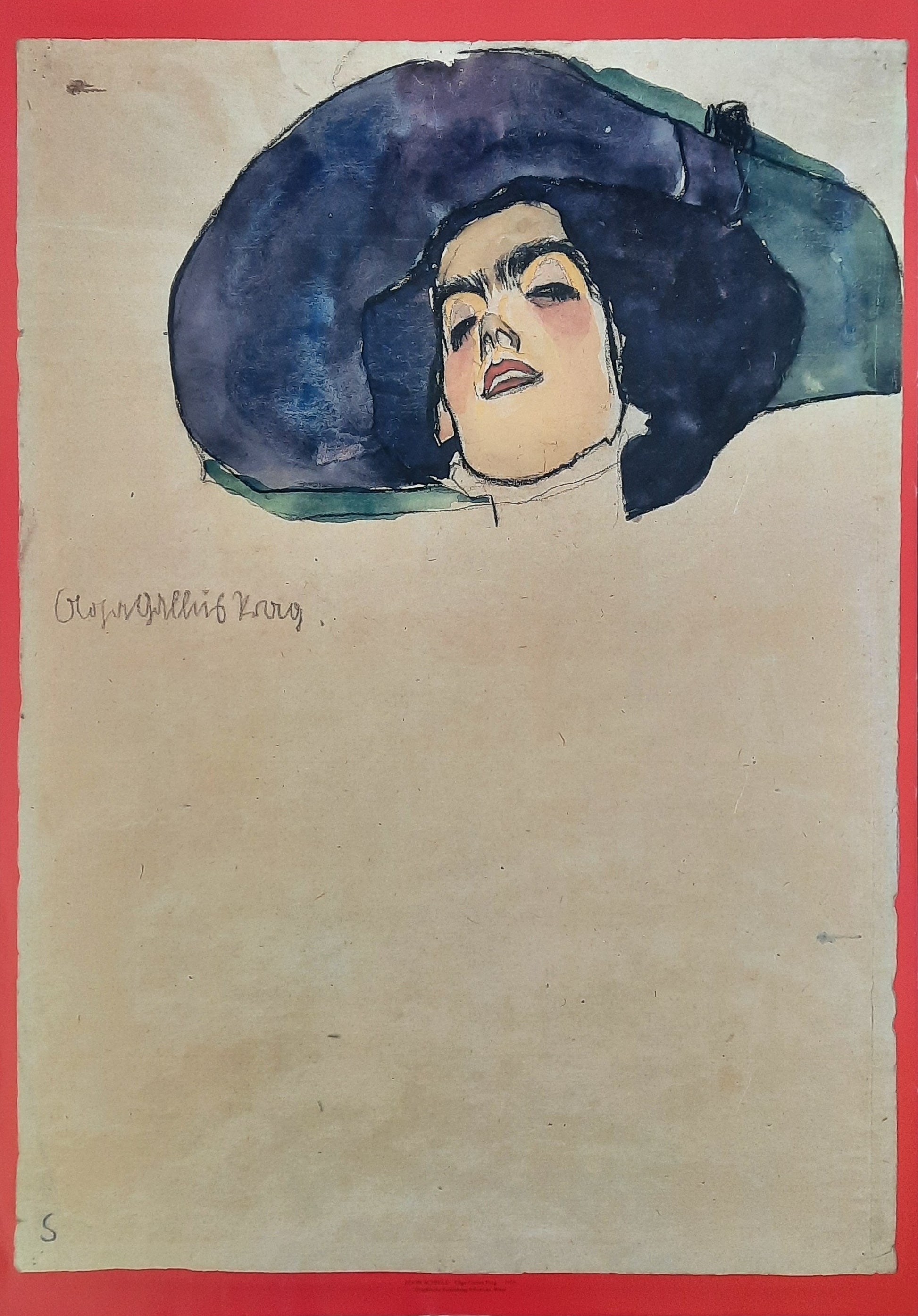 EGON SCHIELE 1990s Original Promotion Poster "Olga Pallus, Prag" - Abertina Vienna Austria 