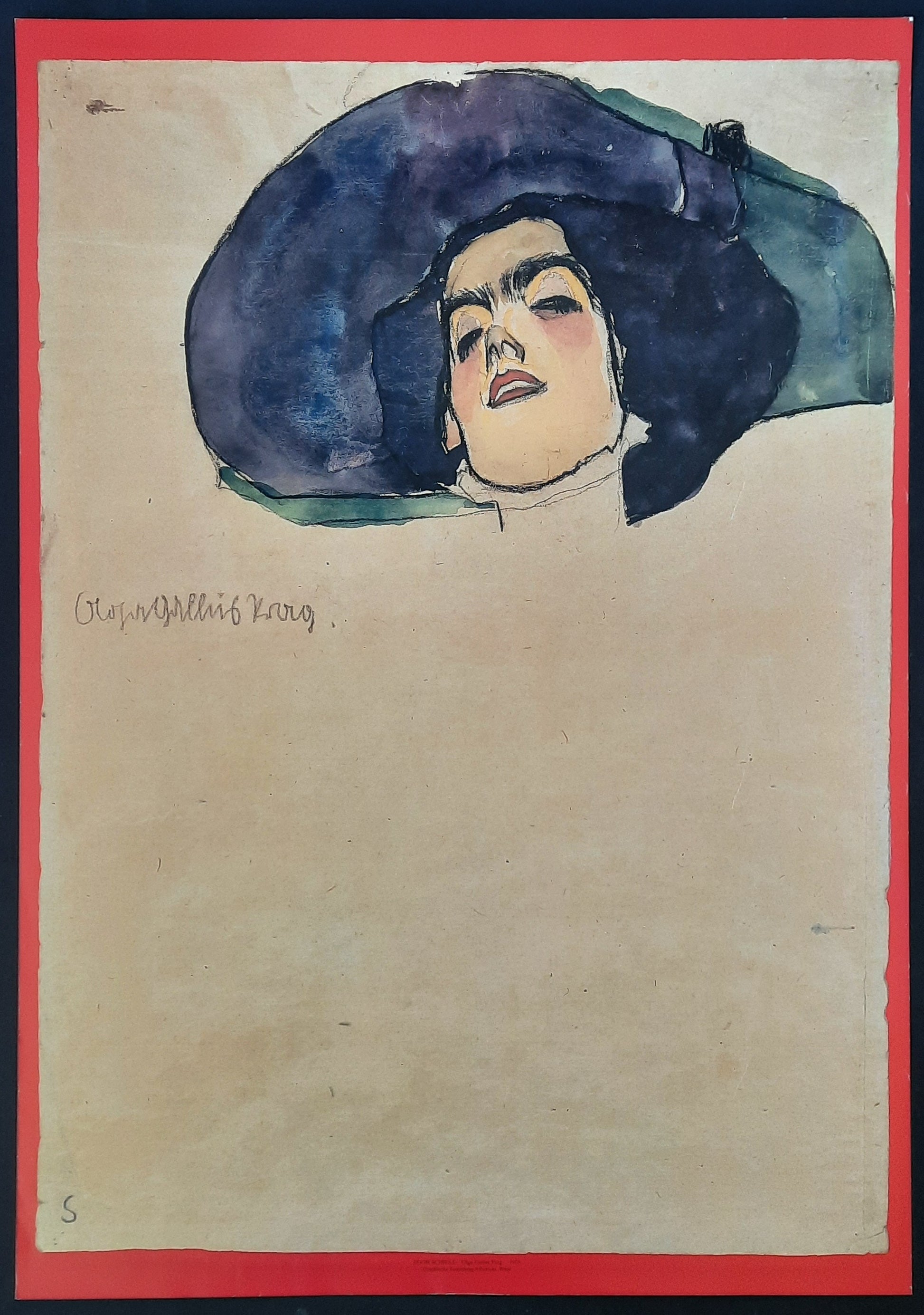 EGON SCHIELE 1990s Original Promotion Poster "Olga Pallus, Prag" - Abertina Vienna Austria 