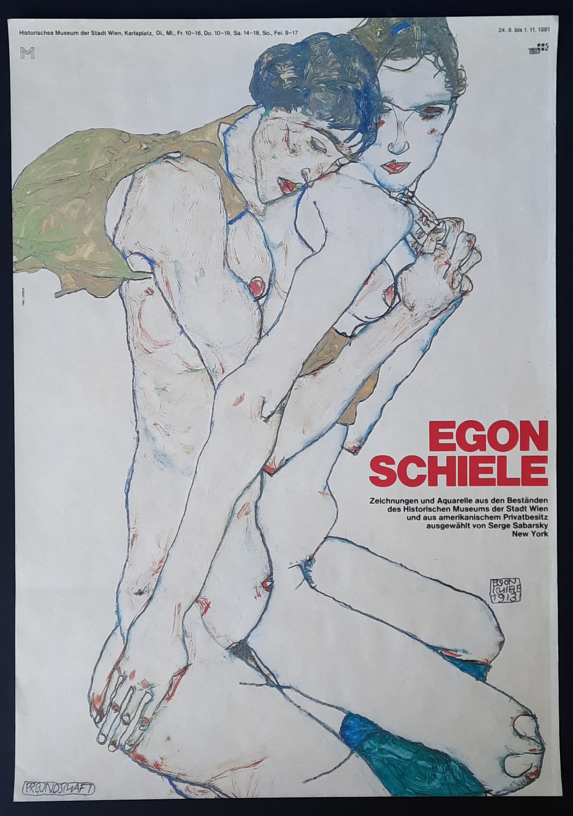 EGON SCHIELE Original Exhibition Poster 1981 Vienna Austria 1