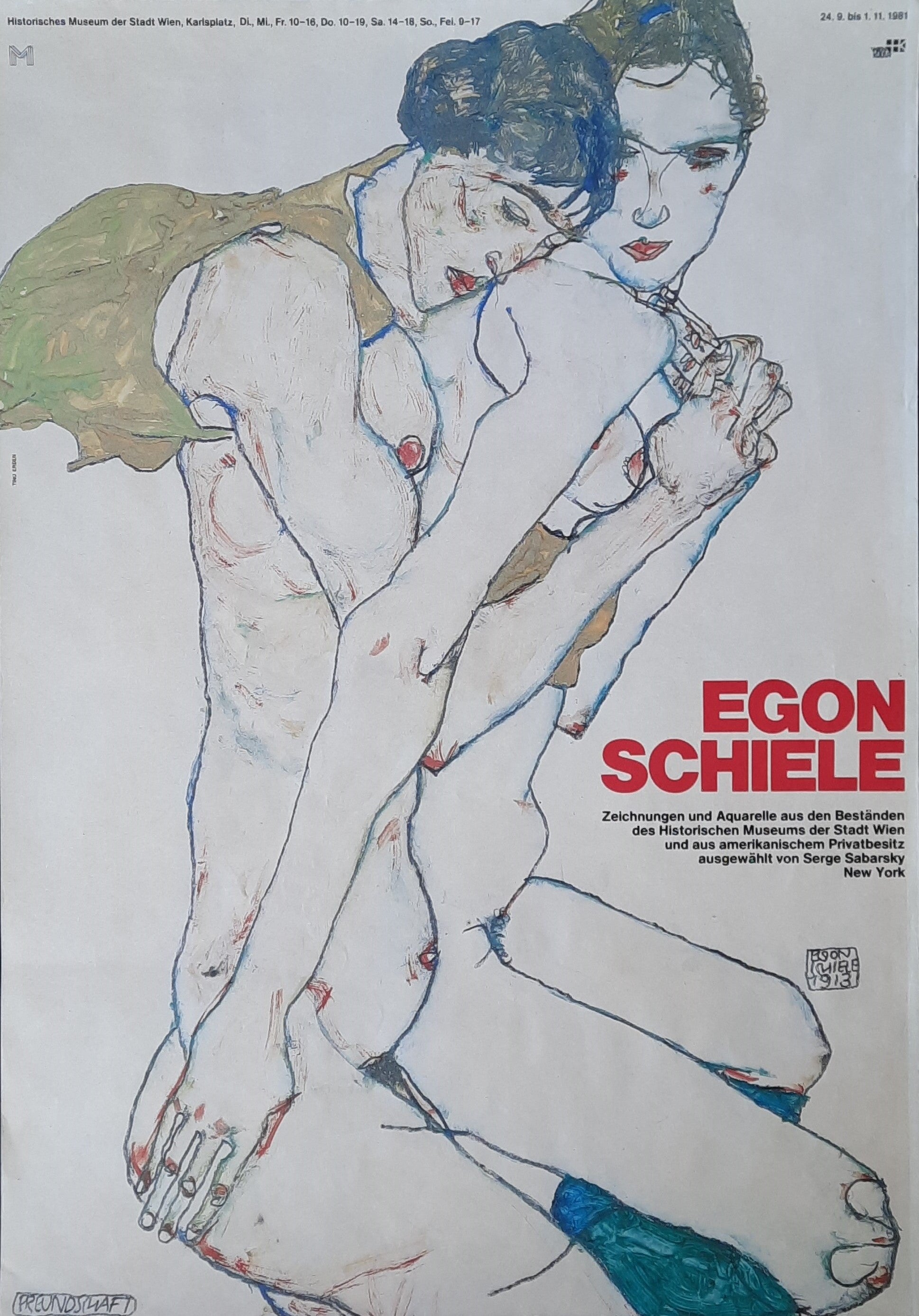 EGON SCHIELE Original Exhibition Poster 1981 Vienna Austria 1