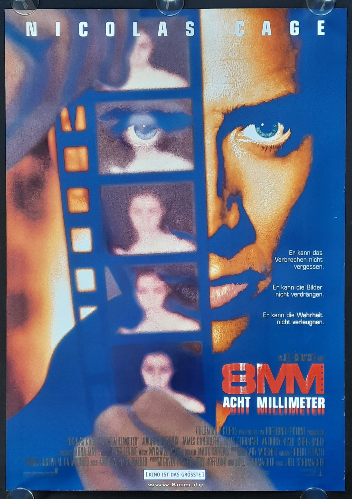 EIGHT MILLIMETER 8MM  Original Movie Poster 1999 Nicholas Cage German 1-Sheet ROLLED