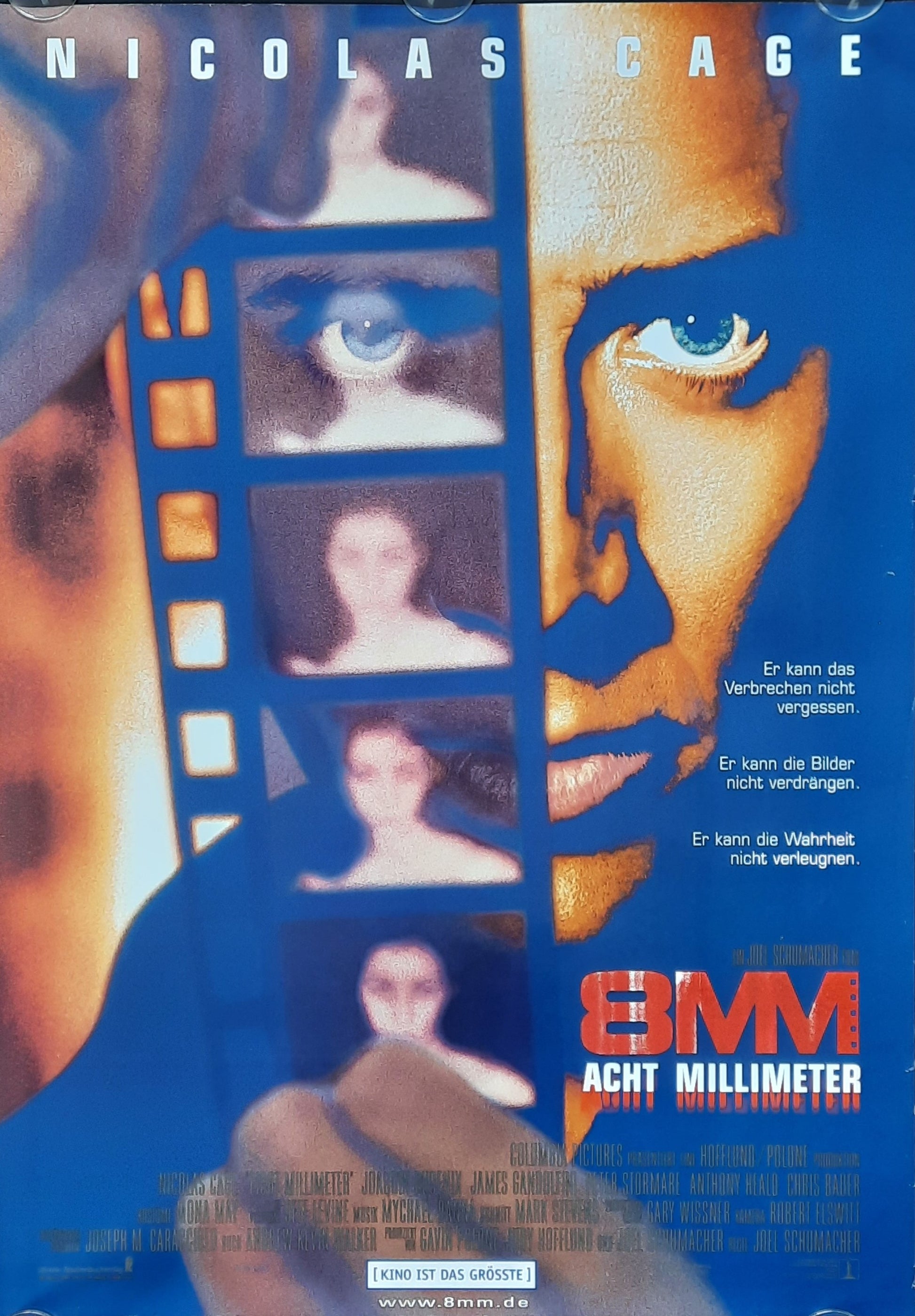 EIGHT MILLIMETER 8MM  Original Movie Poster 1999 Nicholas Cage German 1-Sheet ROLLED 1