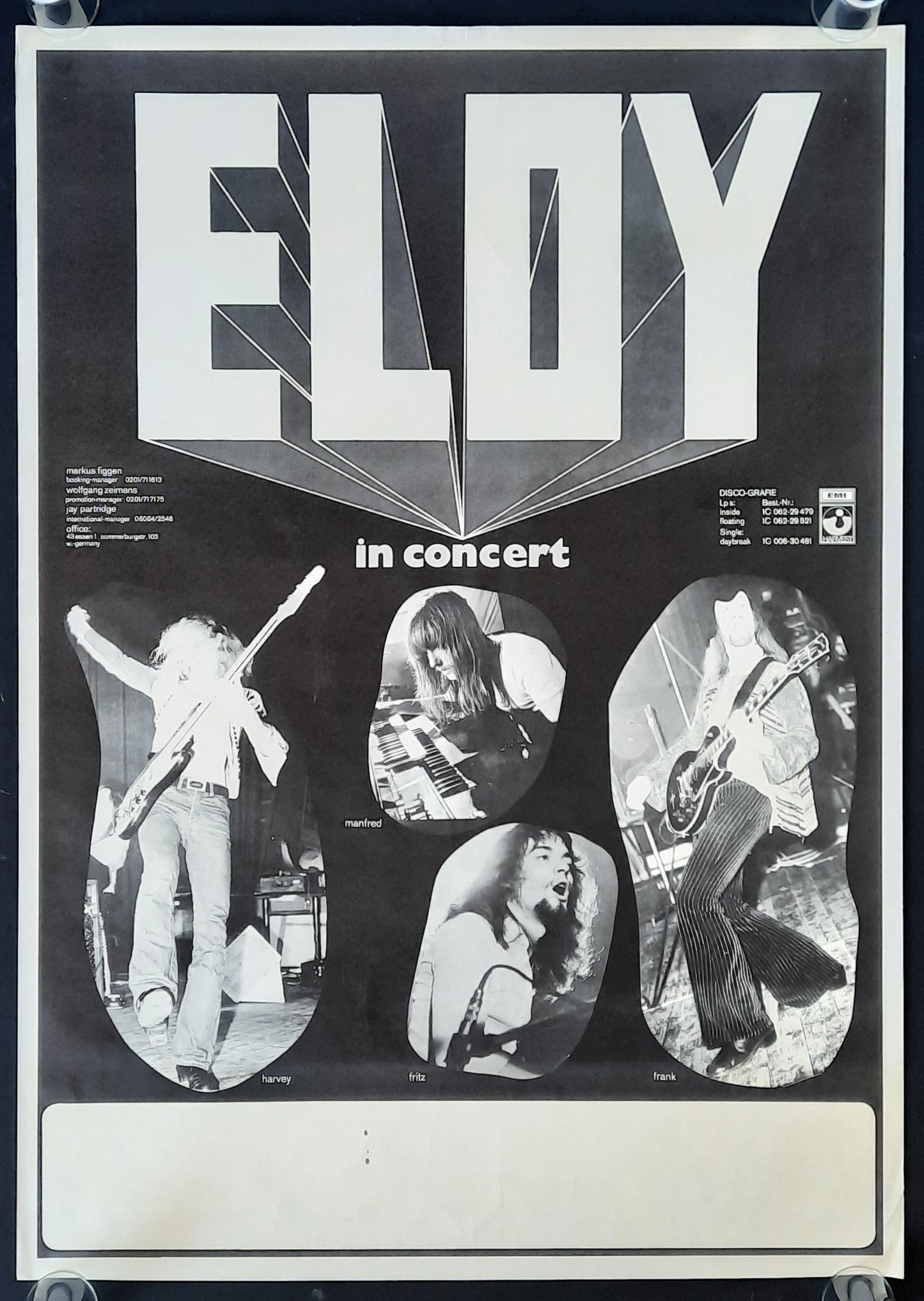 ELOY Original Concert Poster 1975 Germany Europe 1
