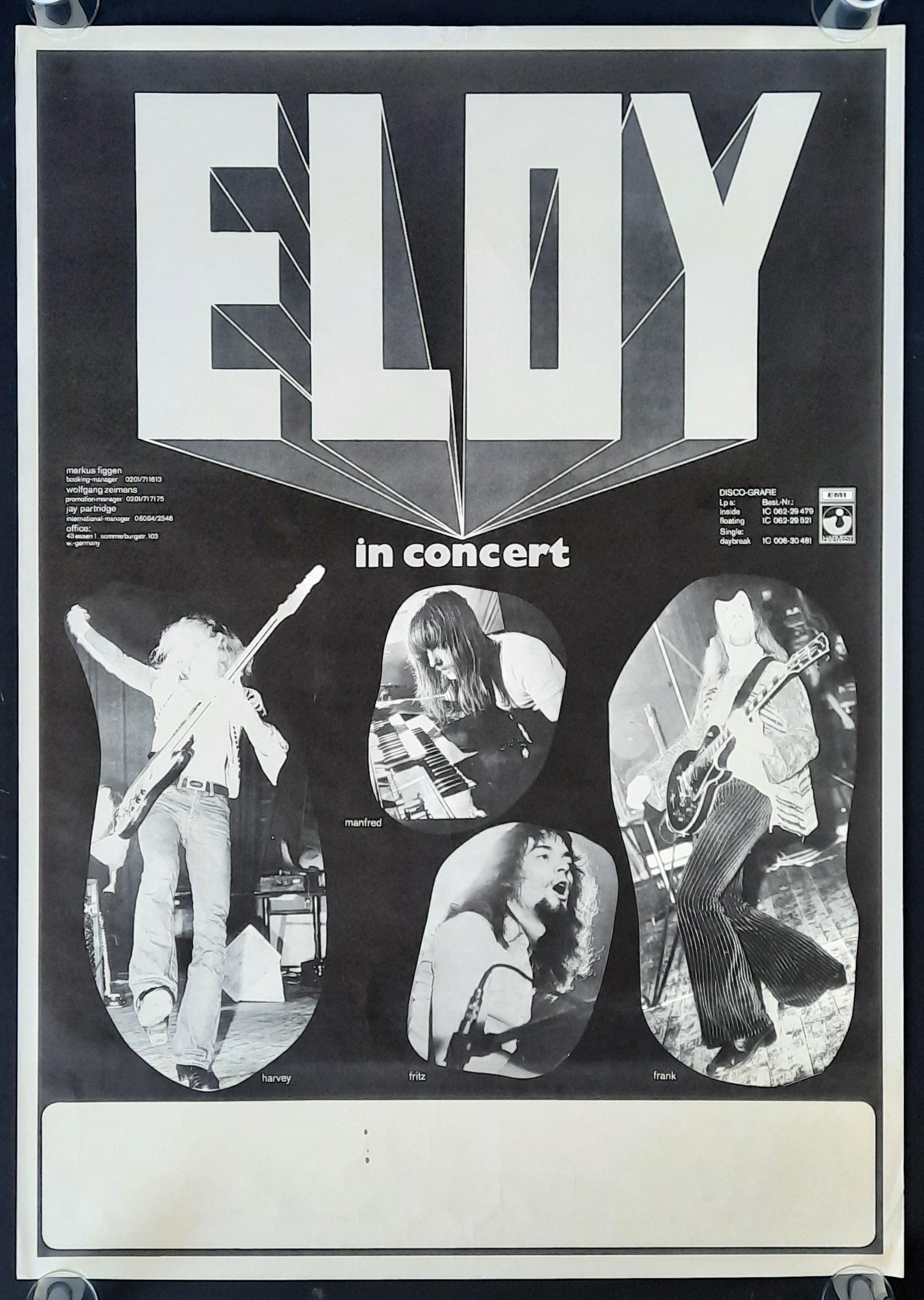 ELOY Original Concert Poster 1975 Germany Europe 1