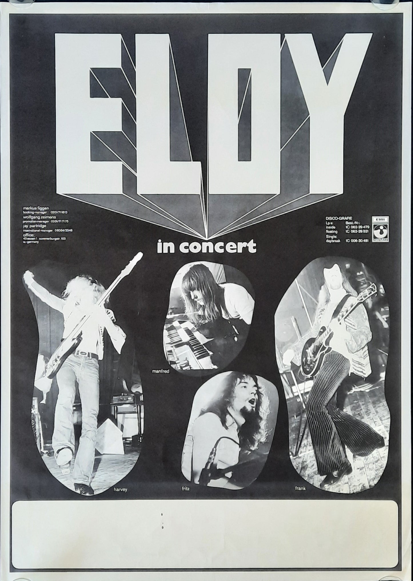 ELOY Original Concert Poster 1975 Germany Europe 1