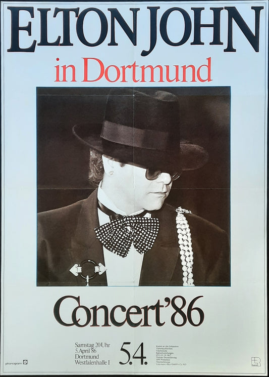 ELTON JOHN Original Concert Poster April 5, 1986 Dortmund Germany 1