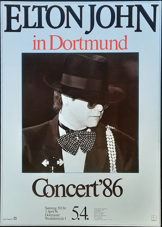 ELTON JOHN Original Concert Poster April 5, 1986 Dortmund Germany ROLLED 1